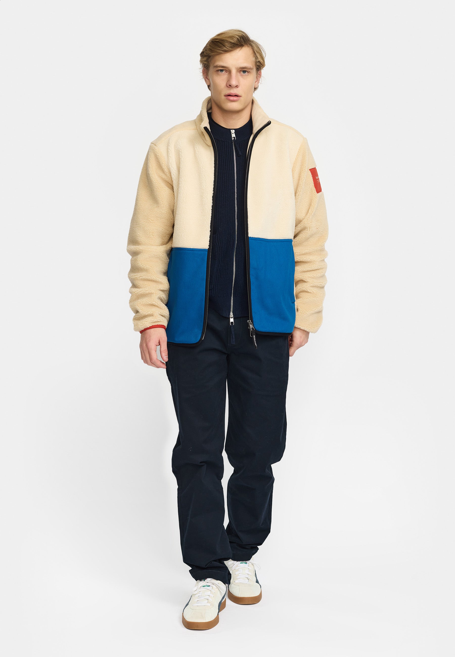 Revolution Blocked Teddy Jacket Fleece Offwhite