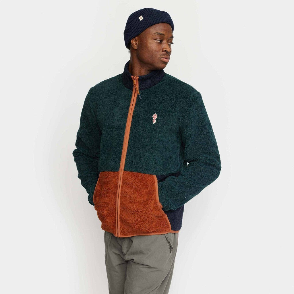 Revolution Blocked Teddy Jacket Fleece Darkgreen