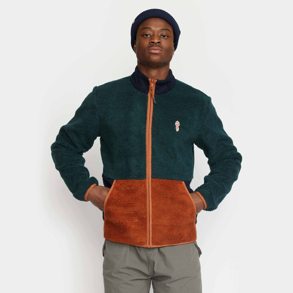 Revolution Blocked Teddy Jacket Fleece Darkgreen