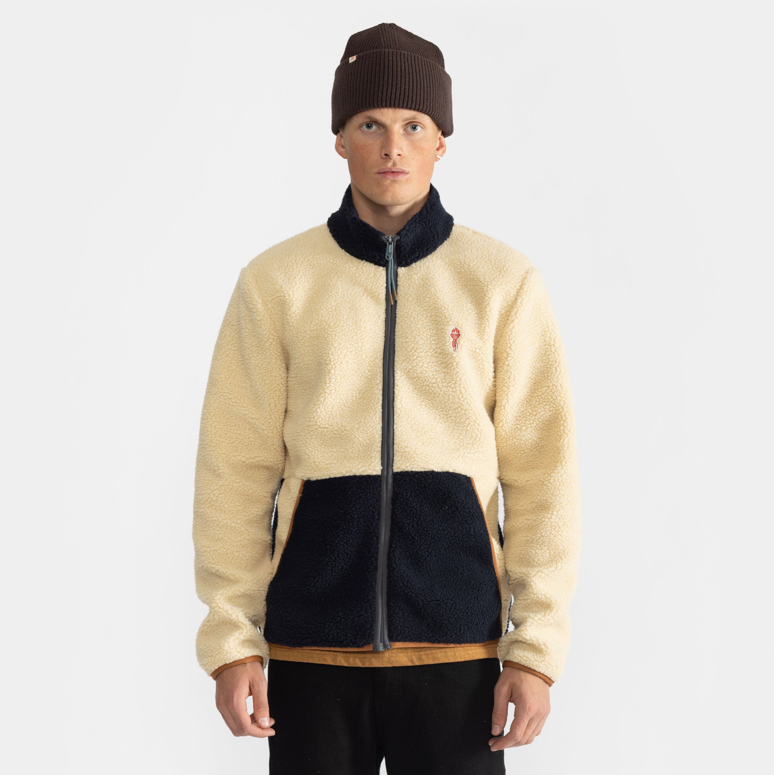 Revolution Blocked Teddy Jacket Fleece Dustblue