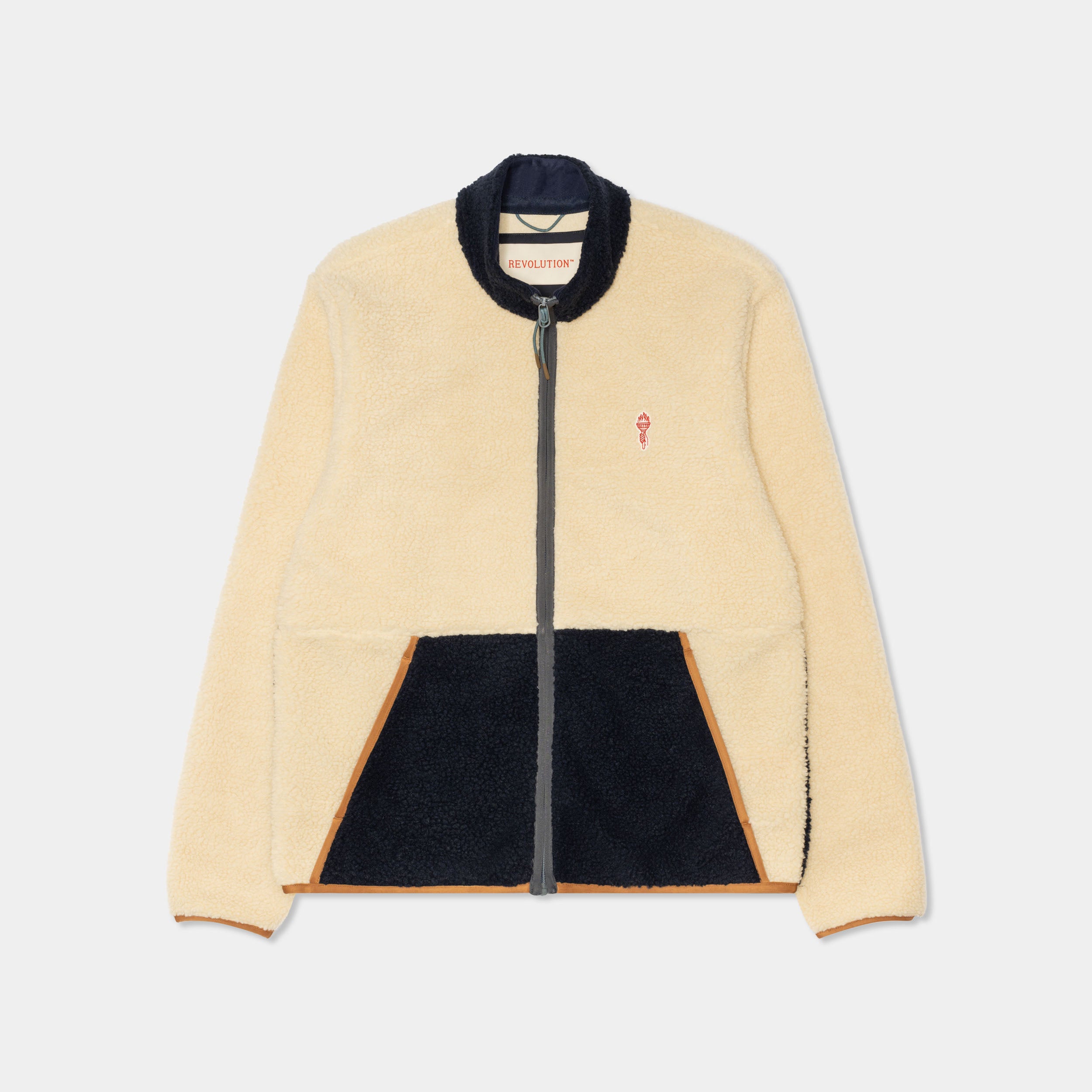 Revolution Blocked Teddy Jacket Fleece Dustblue