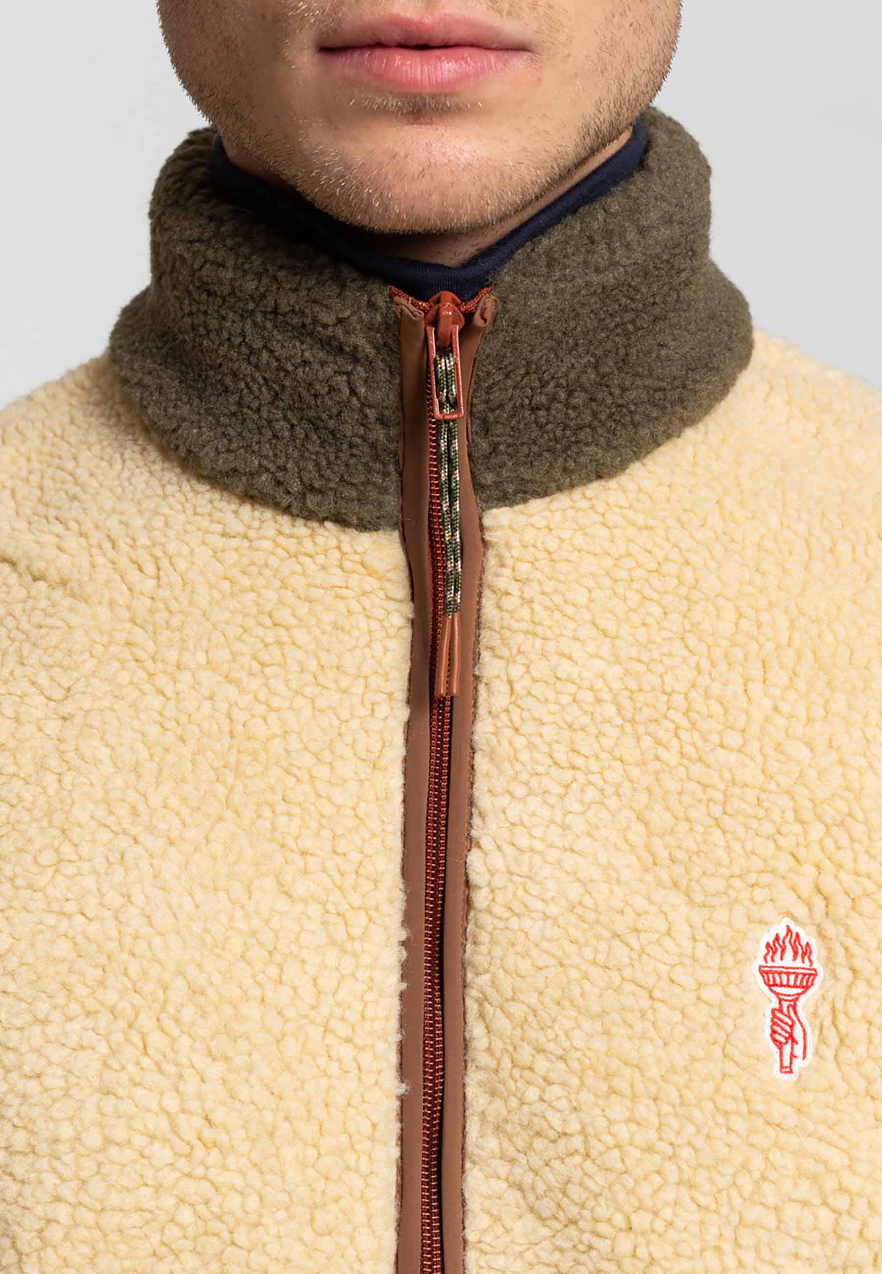 Revolution Blocked Teddy Jacket Fleece Offwhite