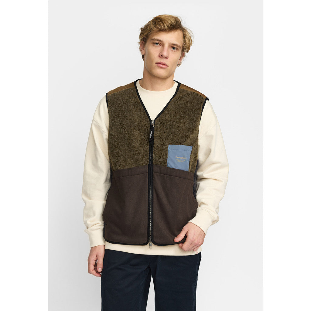 Revolution Blocked Teddy Vest Fleece Darkgrey