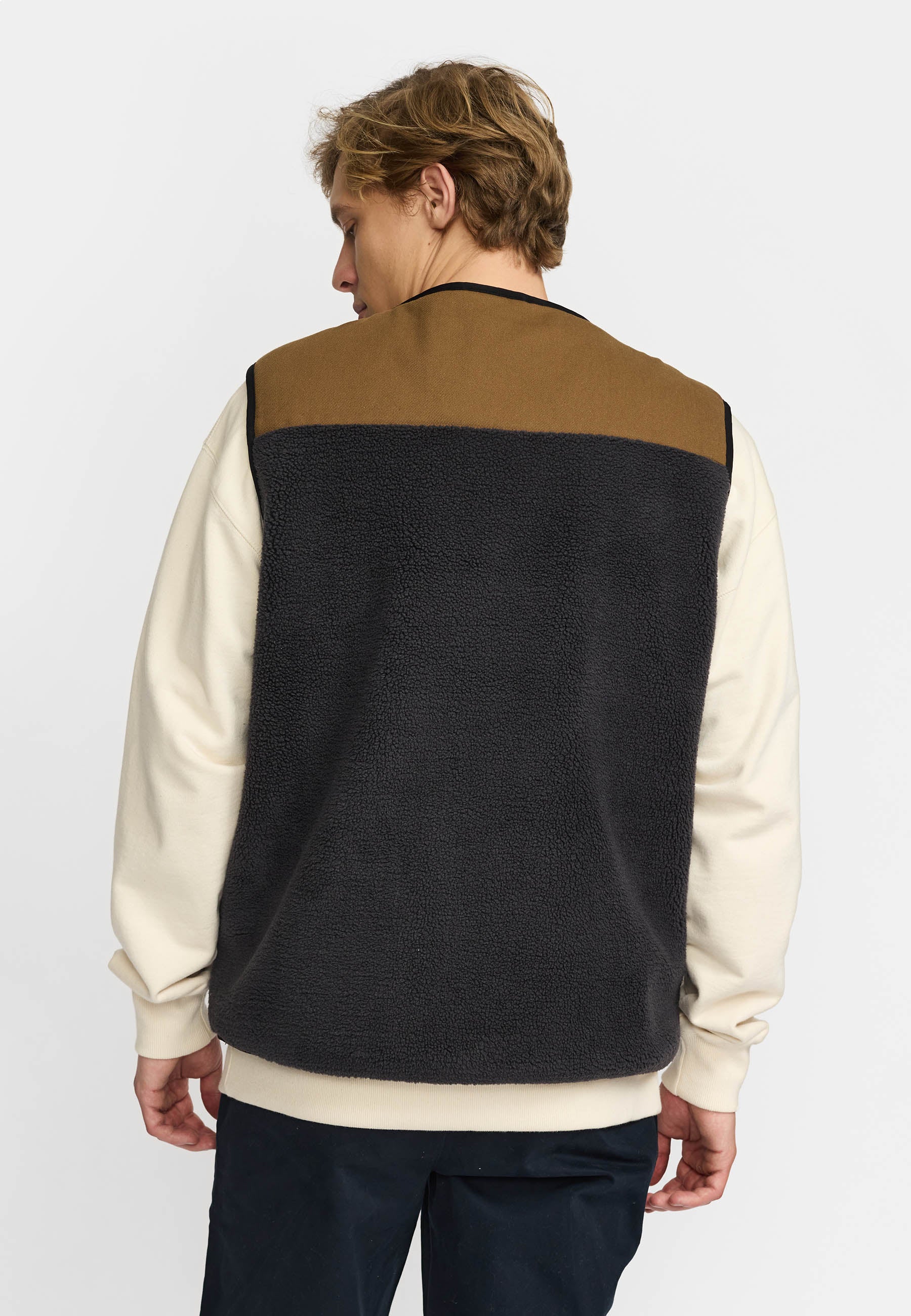 Revolution Blocked Teddy Vest Fleece Darkgrey