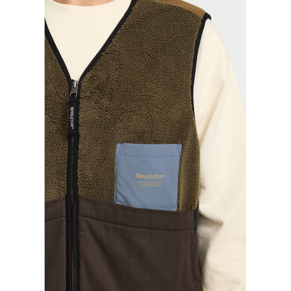 Revolution Blocked Teddy Vest Fleece Darkgrey