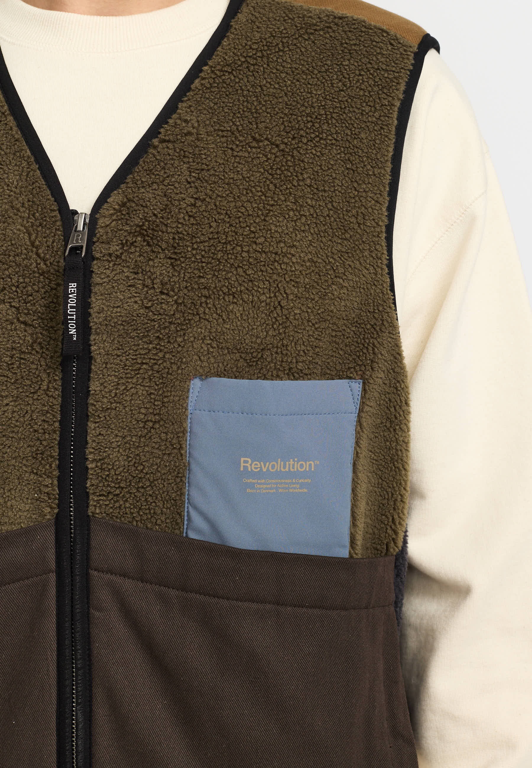 Revolution Blocked Teddy Vest Fleece Darkgrey