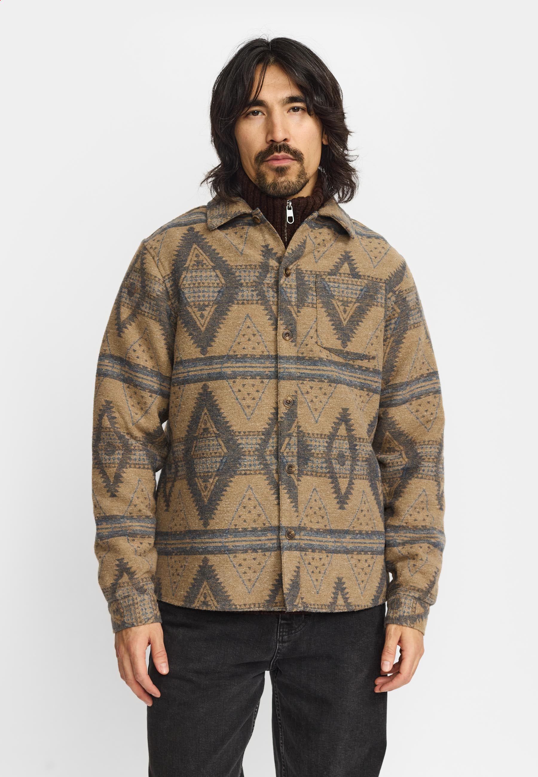 Revolution Casual Overshirt Overshirts Blue