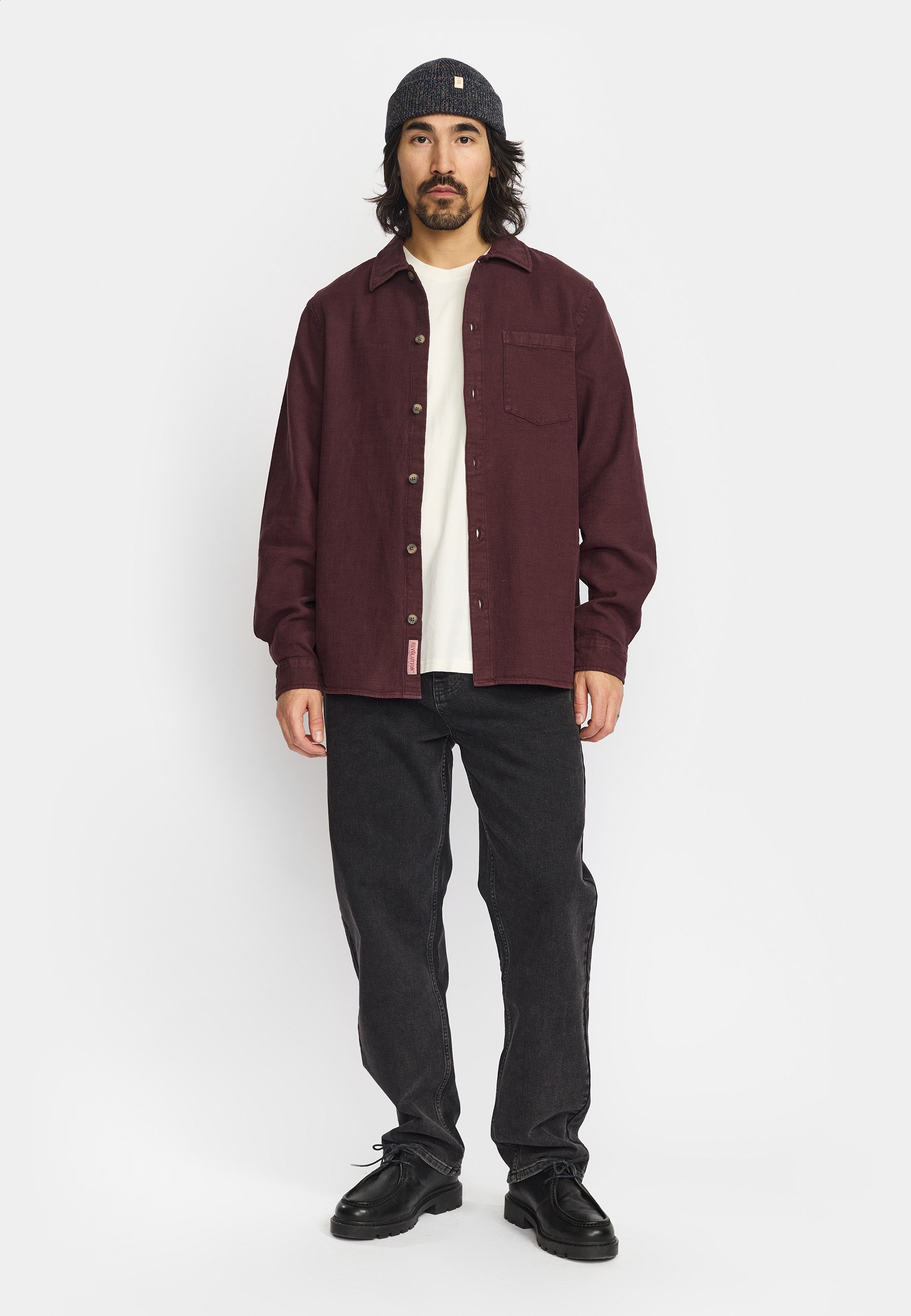 Revolution Casual Shirt Long-sleeve Shirts Darkburgundy