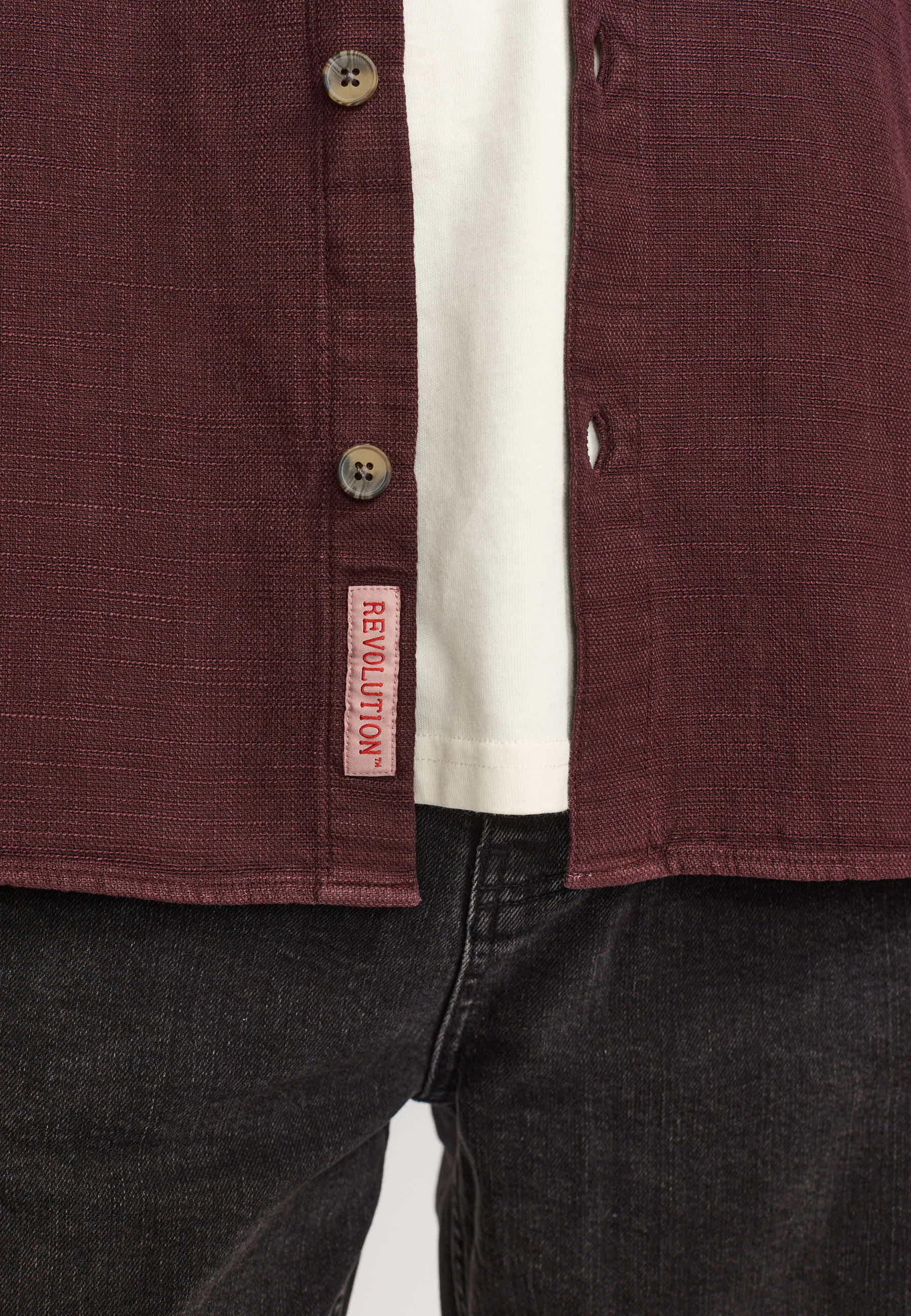 Revolution Casual Shirt Long-sleeve Shirts Darkburgundy