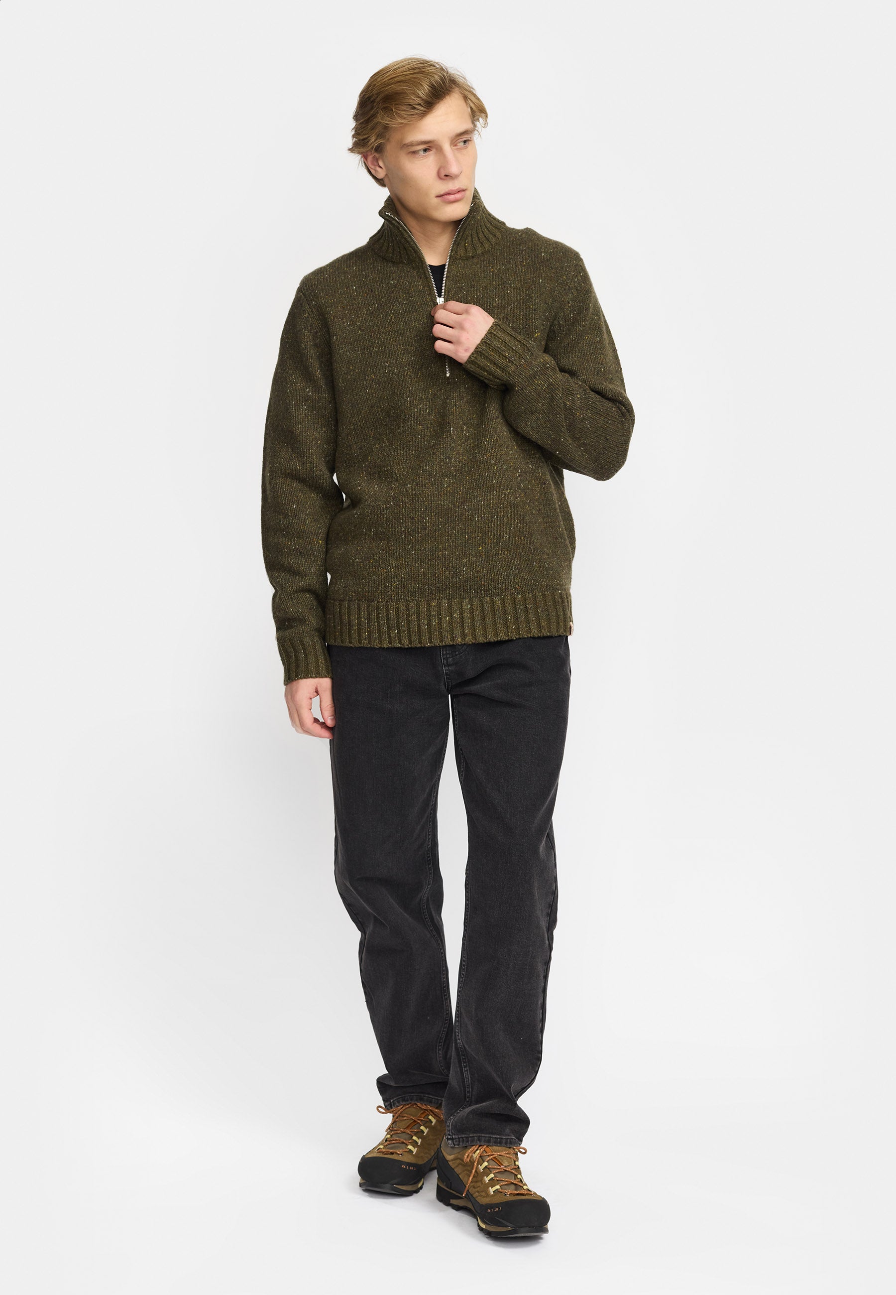Revolution Half-zip Knit Knitwear Army