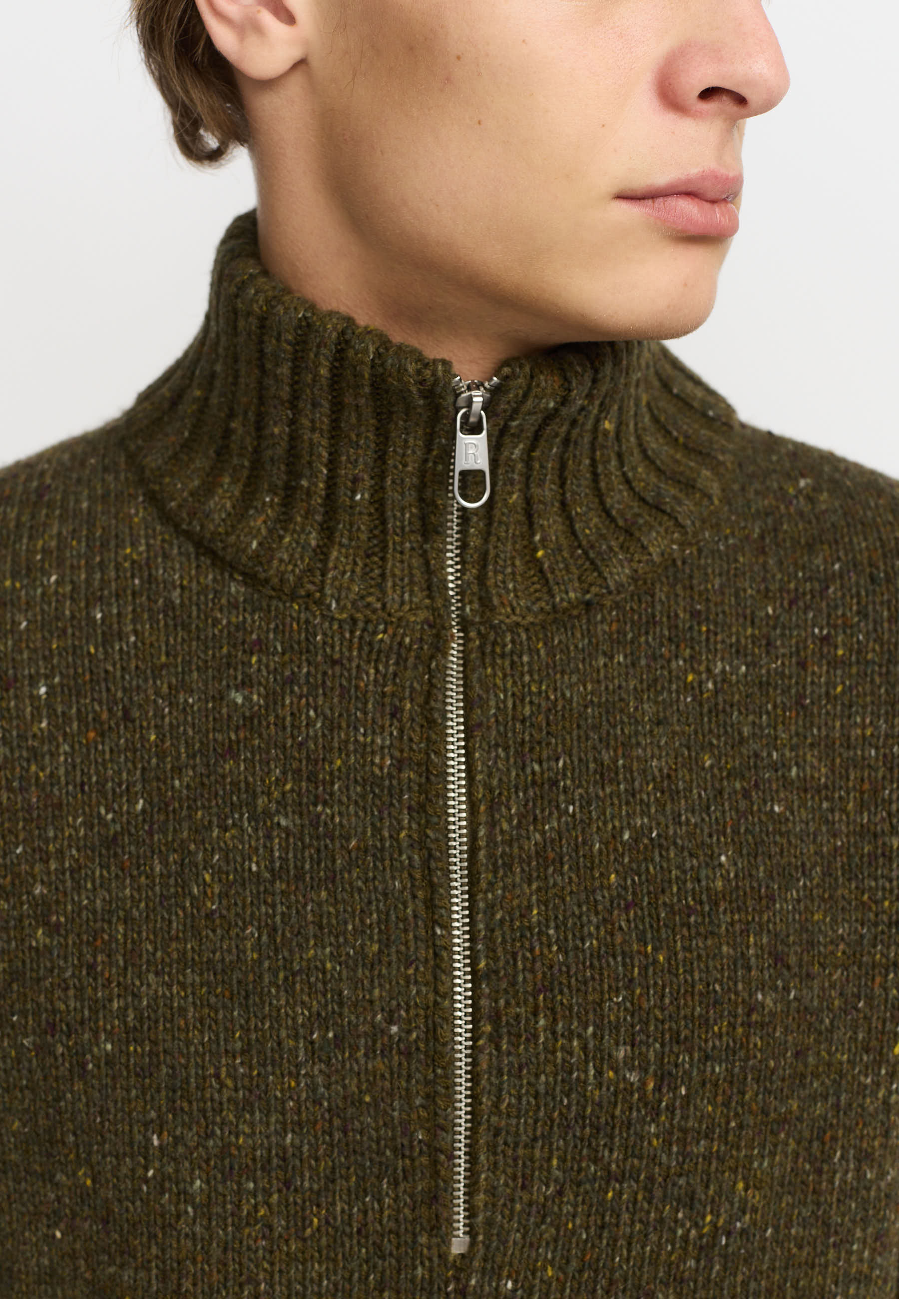 Revolution Half-zip Knit Knitwear Army
