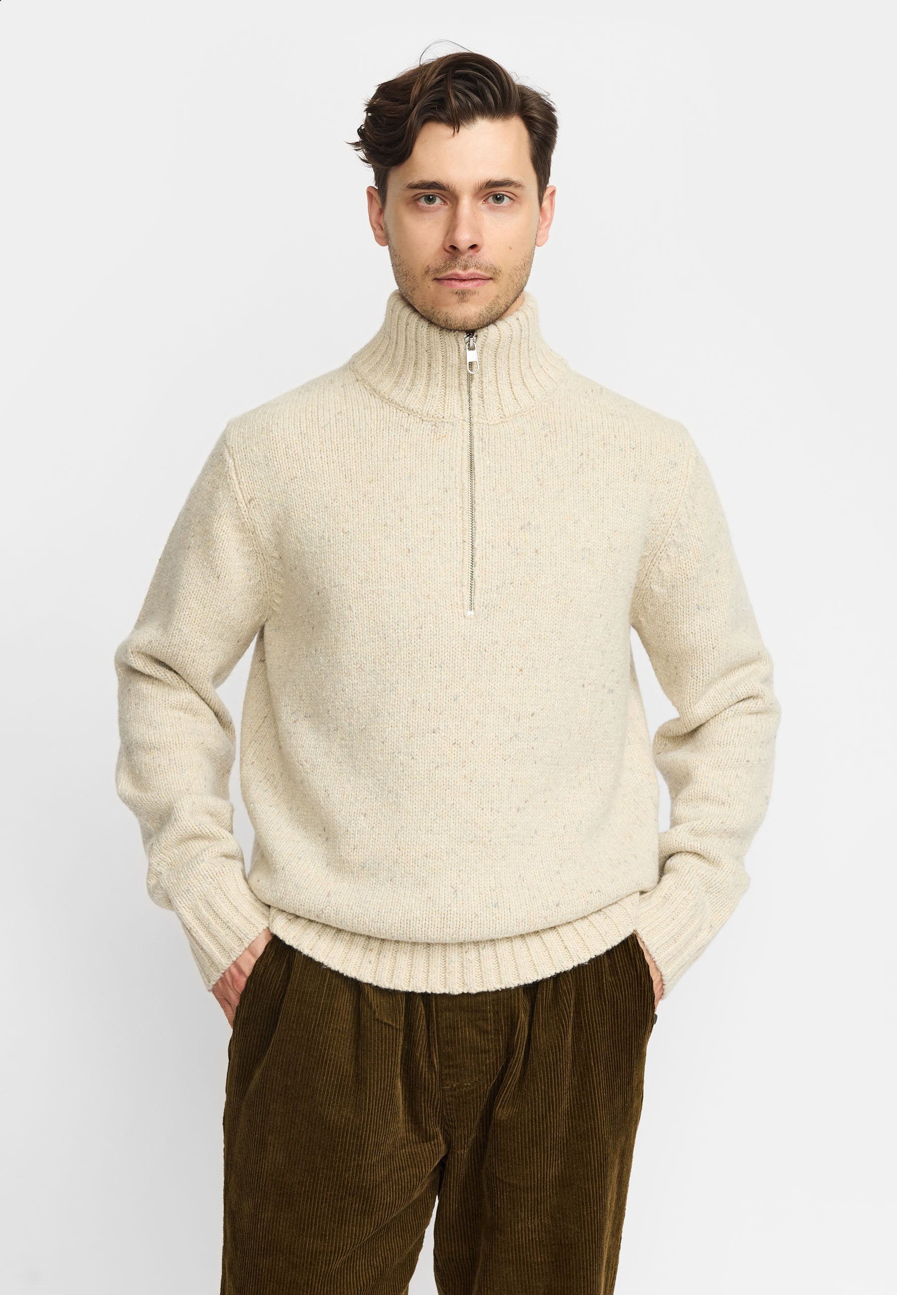 Revolution Half-zip Knit Knitwear White