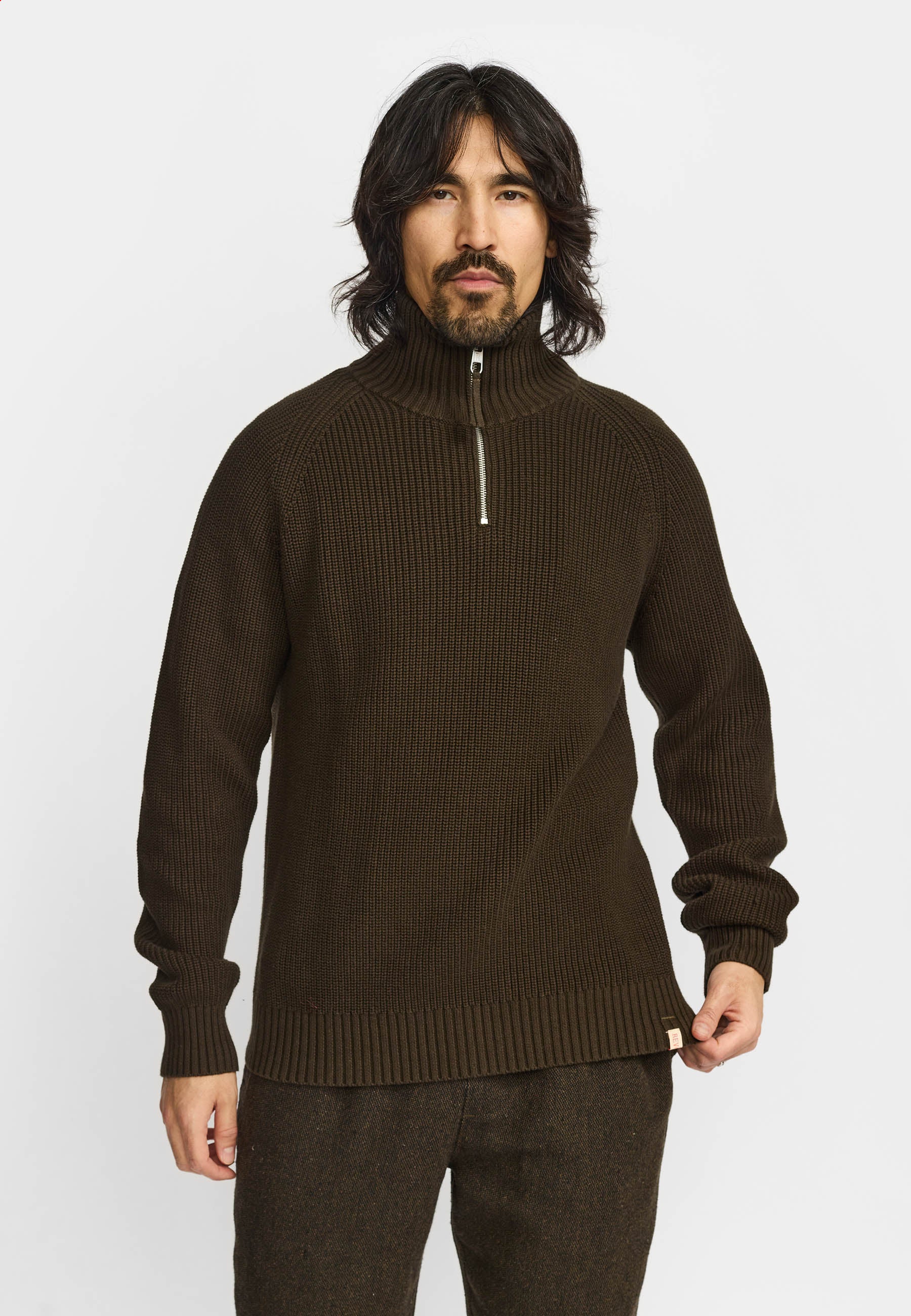 Revolution Half-zip Knit Knitwear Army