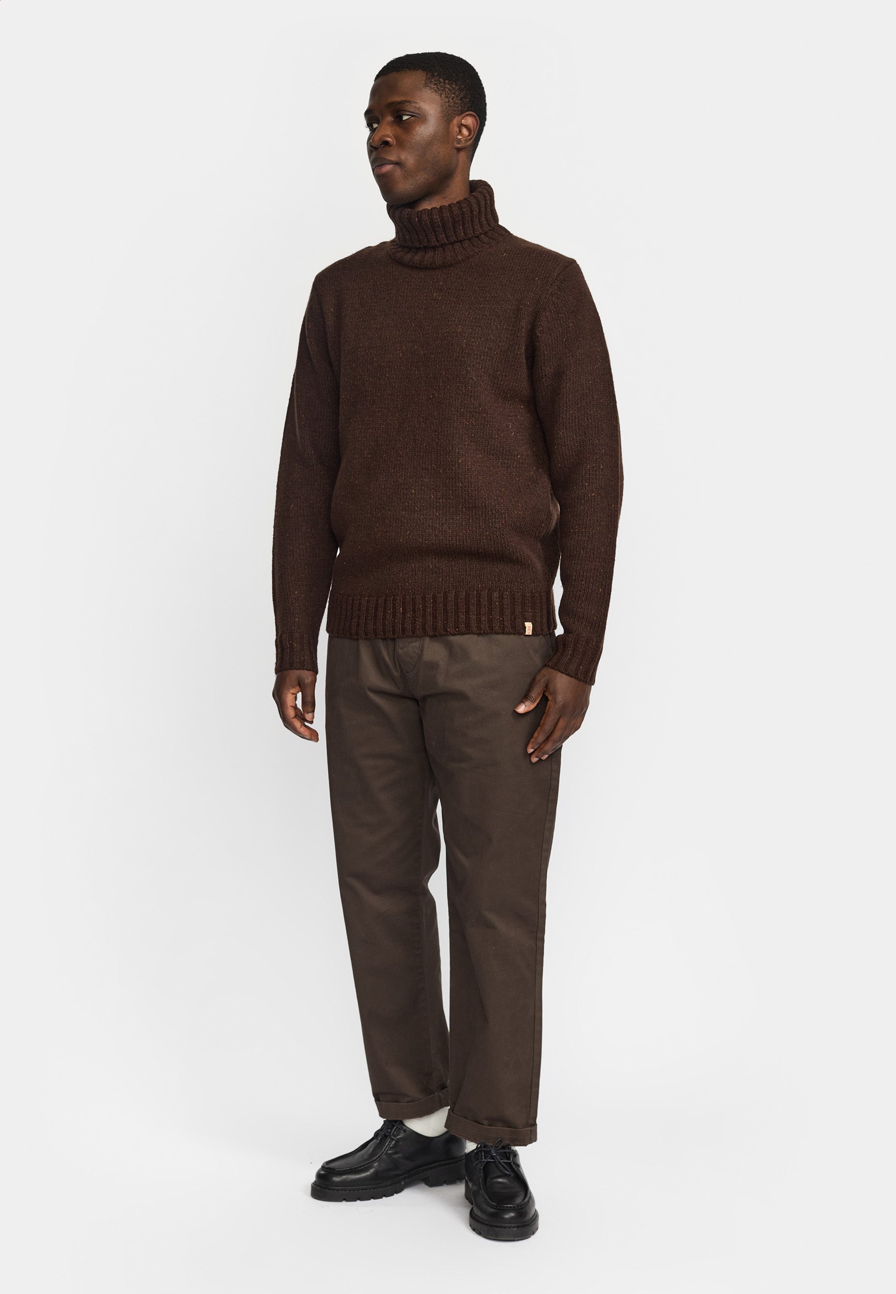 Revolution High-neck Sweater Knitwear Darkbrown