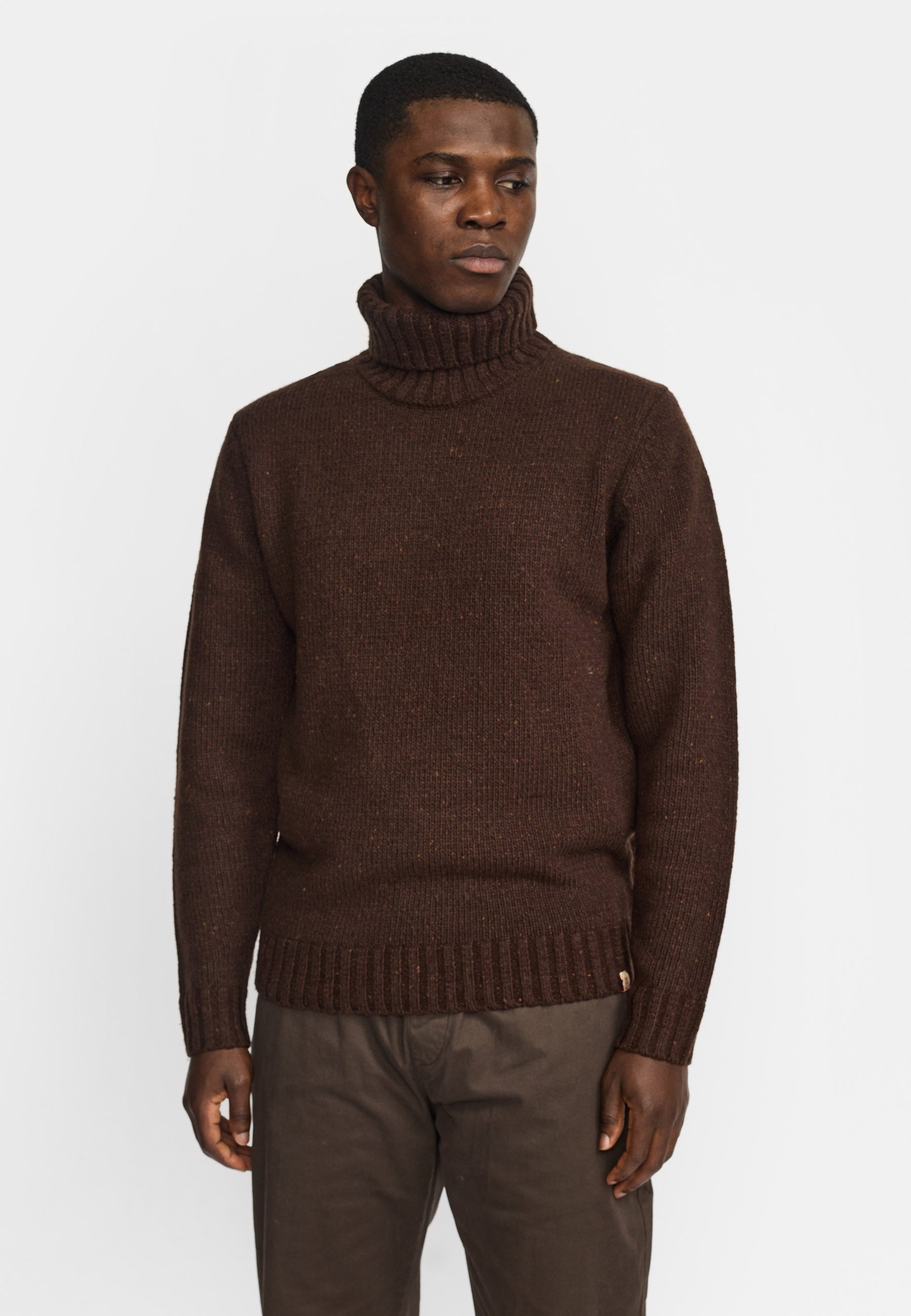 Revolution High-neck Sweater Knitwear Darkbrown