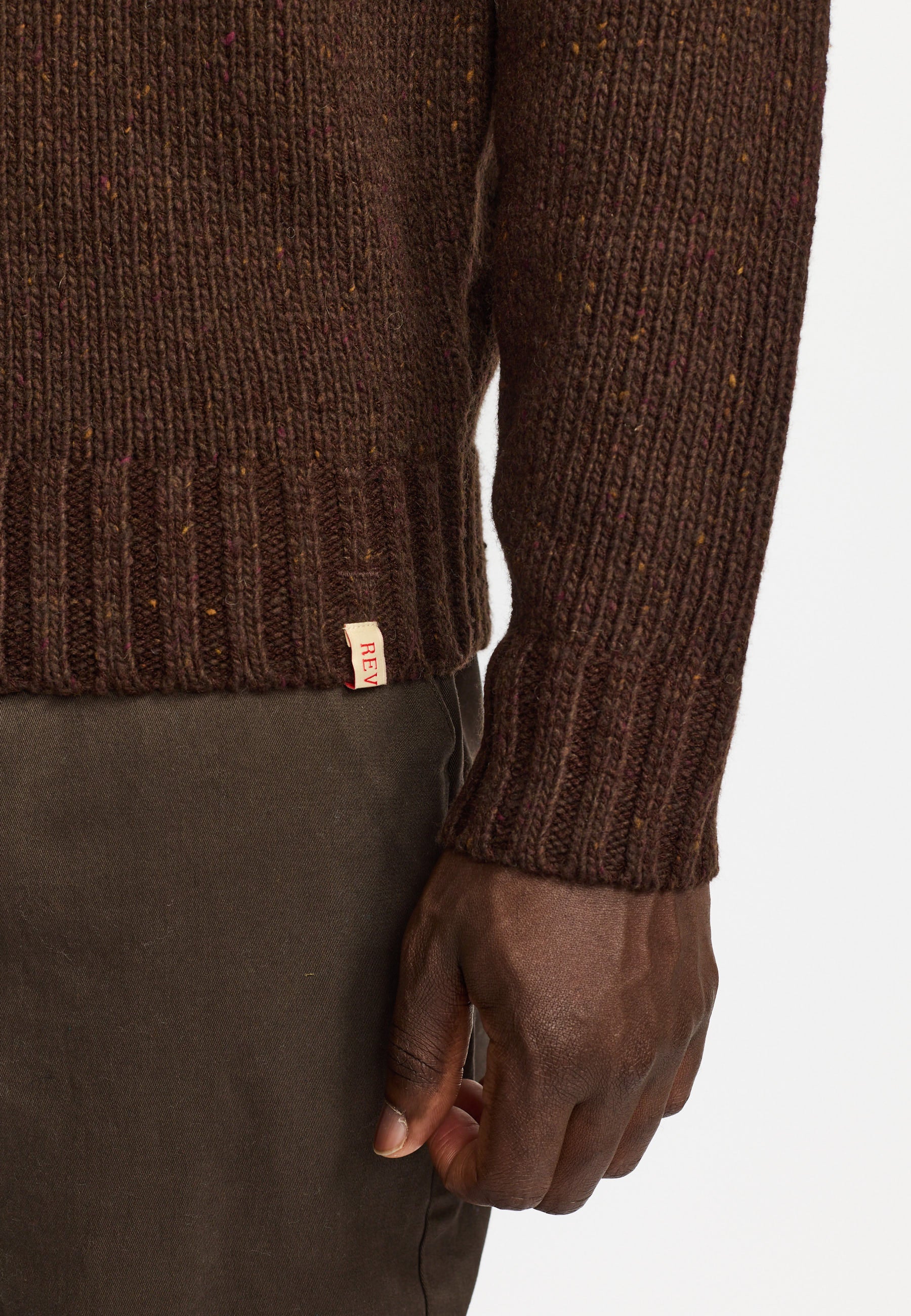 Revolution High-neck Sweater Knitwear Darkbrown