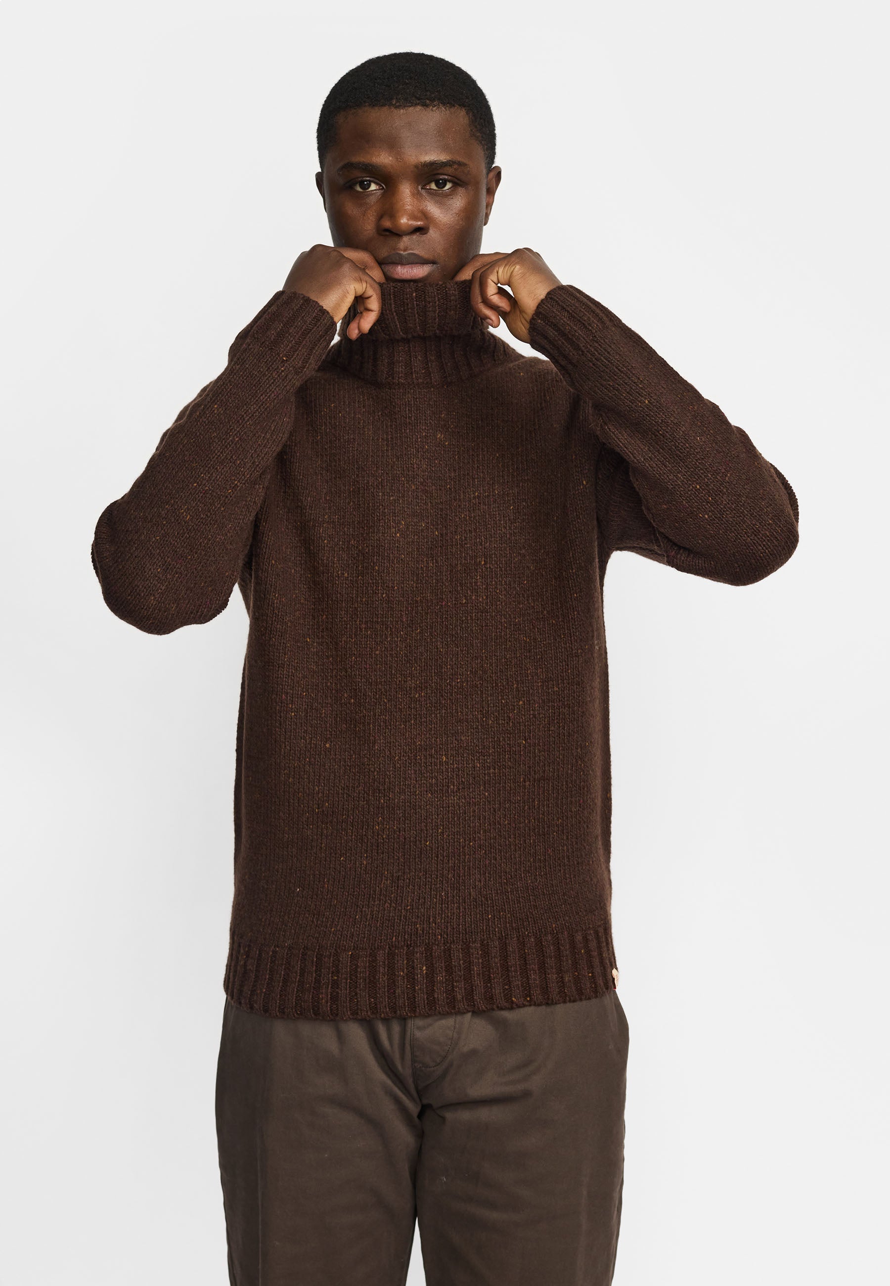 Revolution High-neck Sweater Knitwear Darkbrown