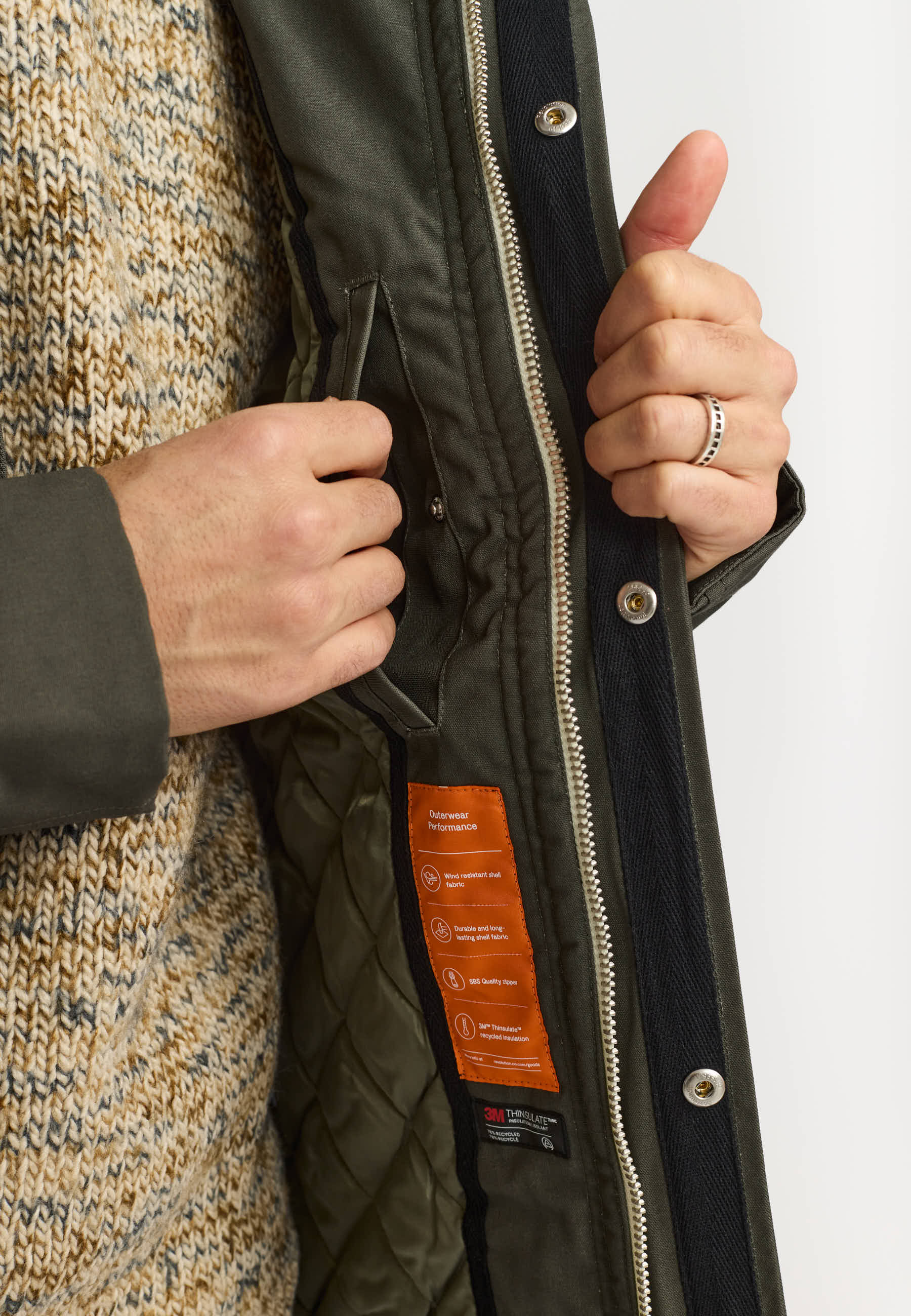 Revolution Hooded Jacket Winter Outerwear Army