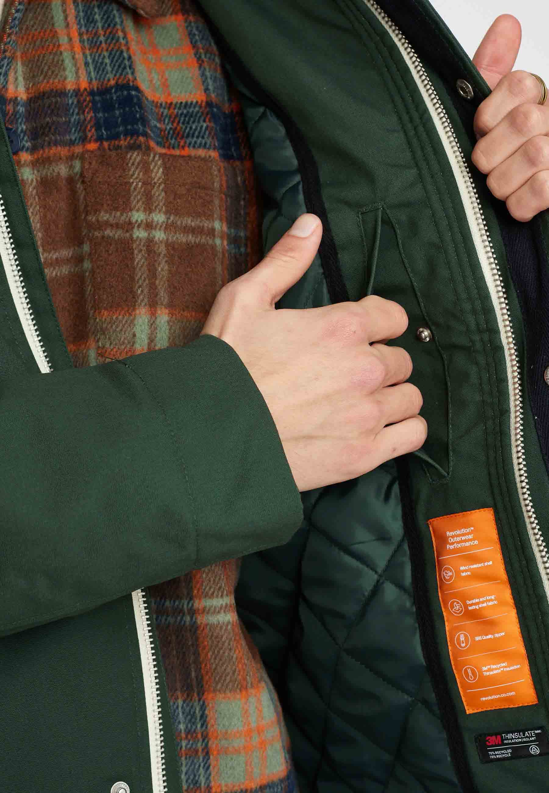 Revolution Hooded Jacket Winter Outerwear Darkgreen