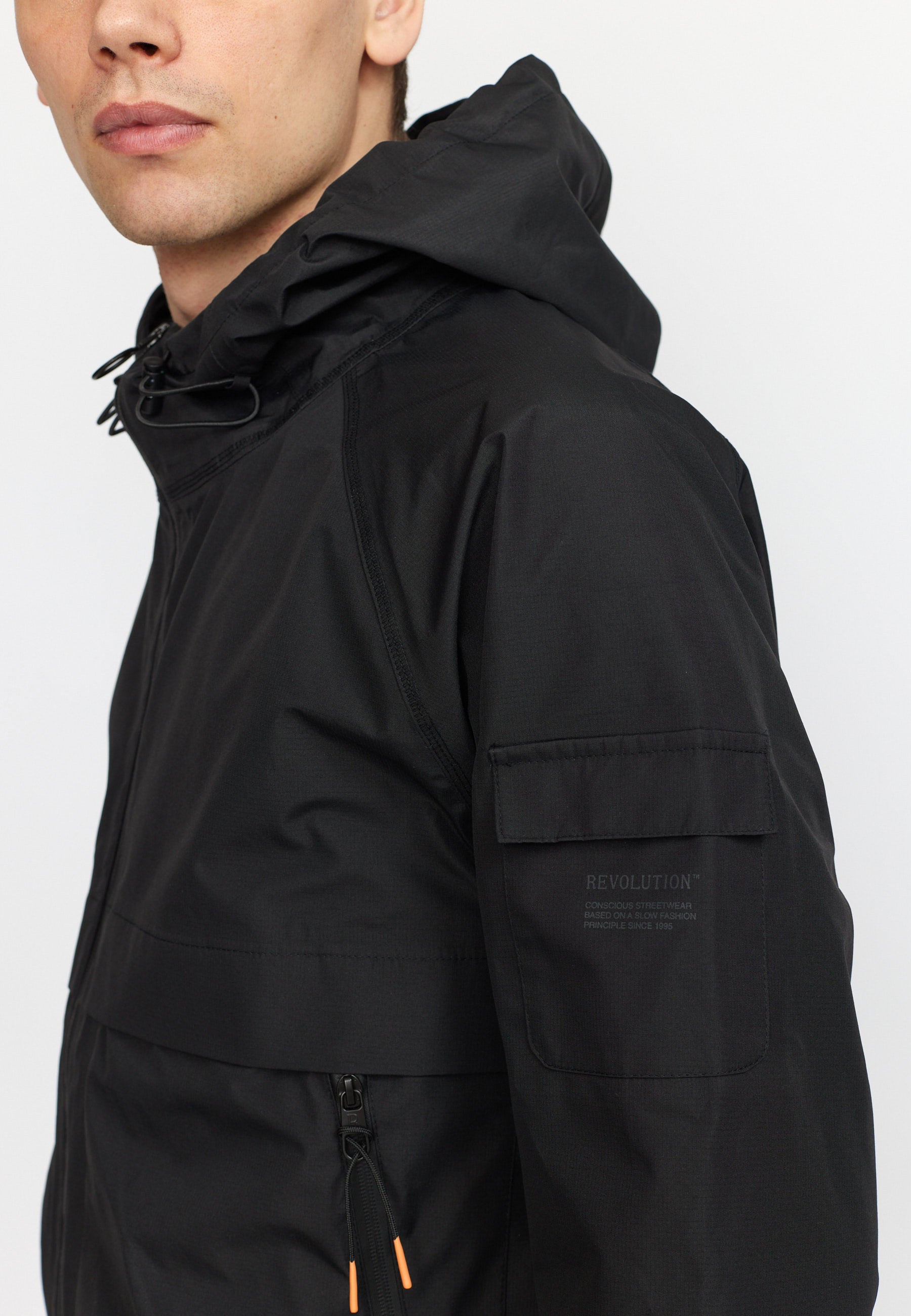 Revolution Hooded Tech Jacket Lightweight Outerwear Black