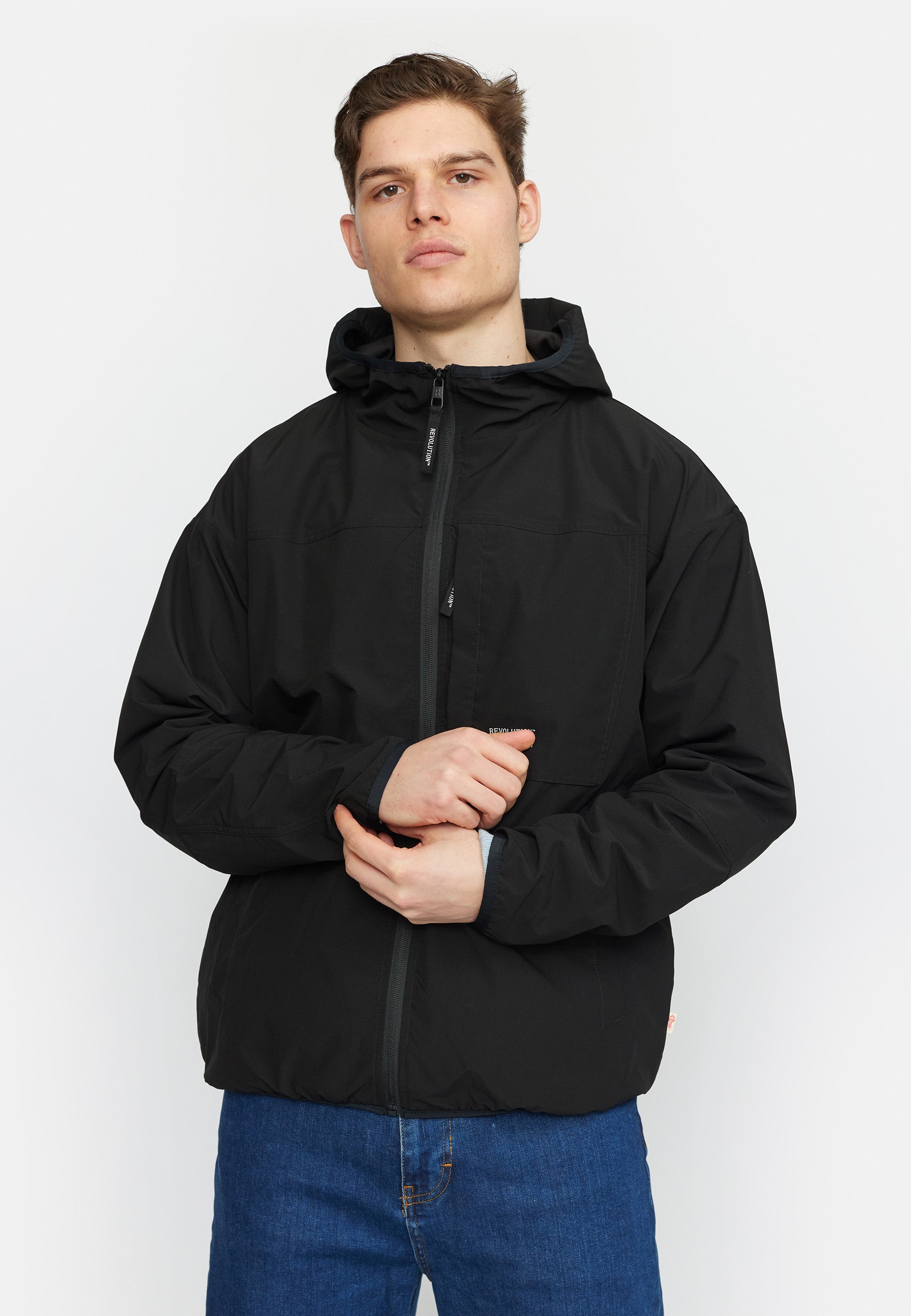 Revolution Hooded Track Jacket Lightweight Outerwear Black