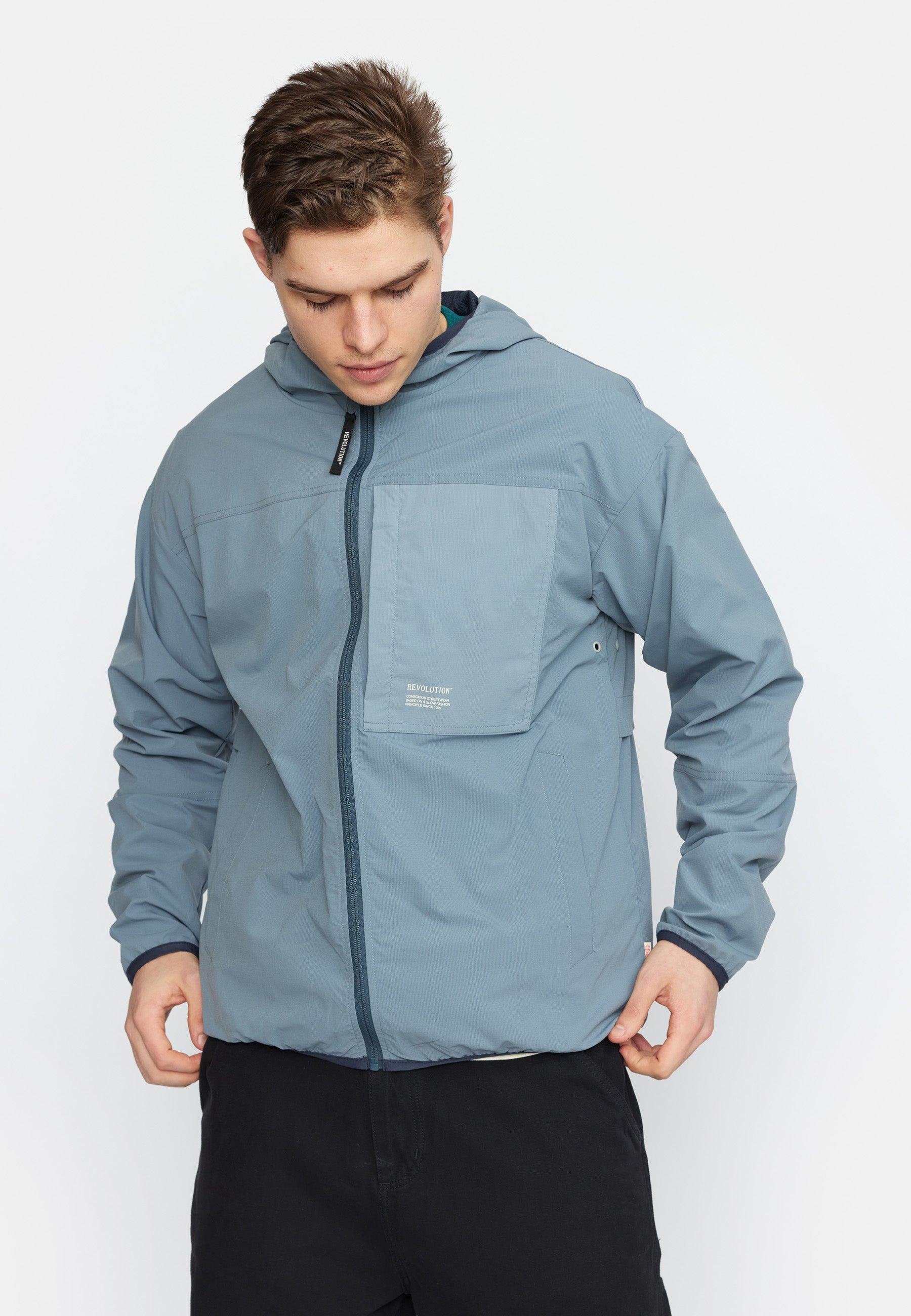 Revolution Hooded Track Jacket Lightweight Outerwear Blue