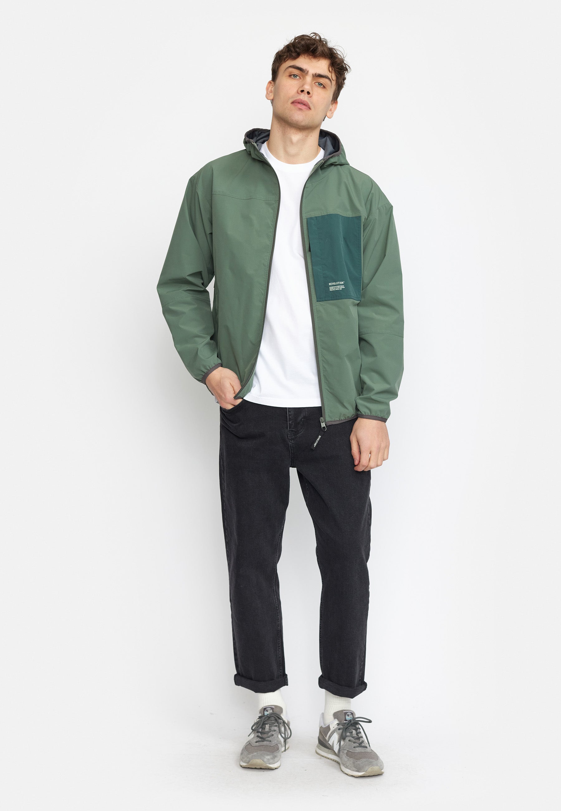 Revolution Hooded Track Jacket Lightweight Outerwear Dustgreen