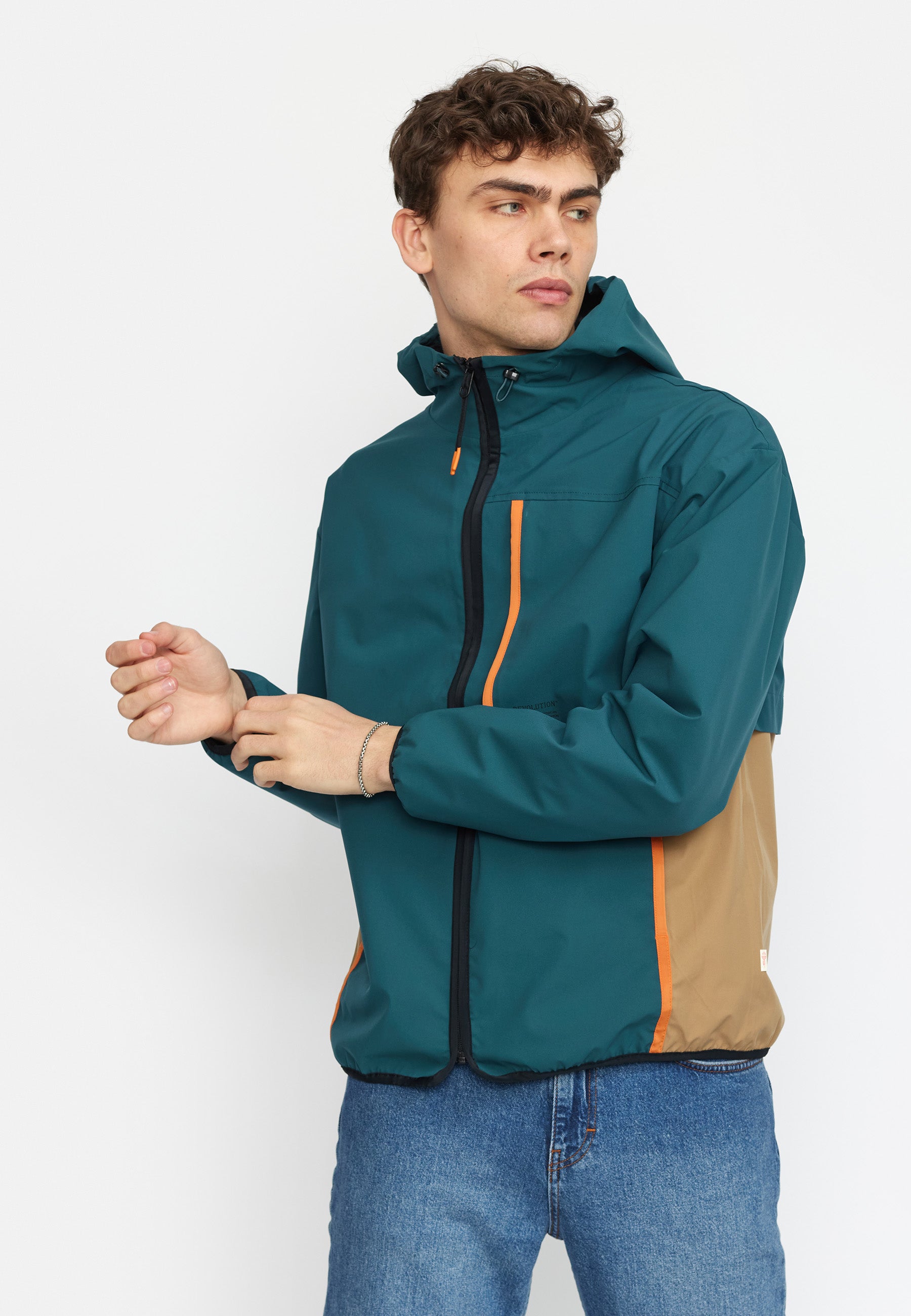 Revolution Hooded Track Jacket Lightweight Outerwear Darkpetrol