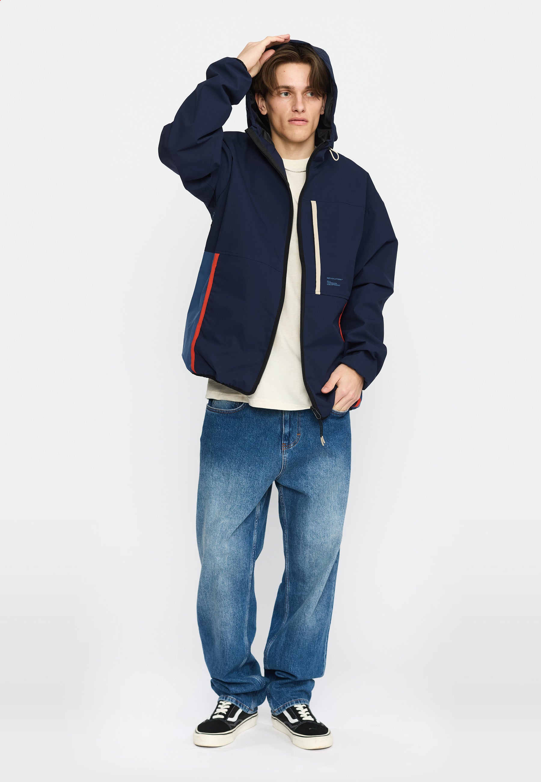 Revolution Hooded Track Jacket Lightweight Outerwear Navy