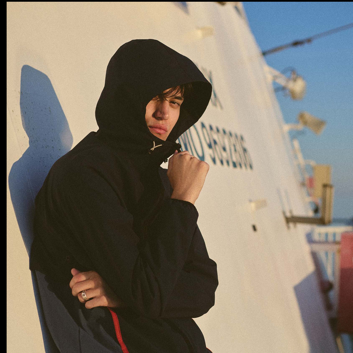 Revolution Hooded Track Jacket Lightweight Outerwear Navy