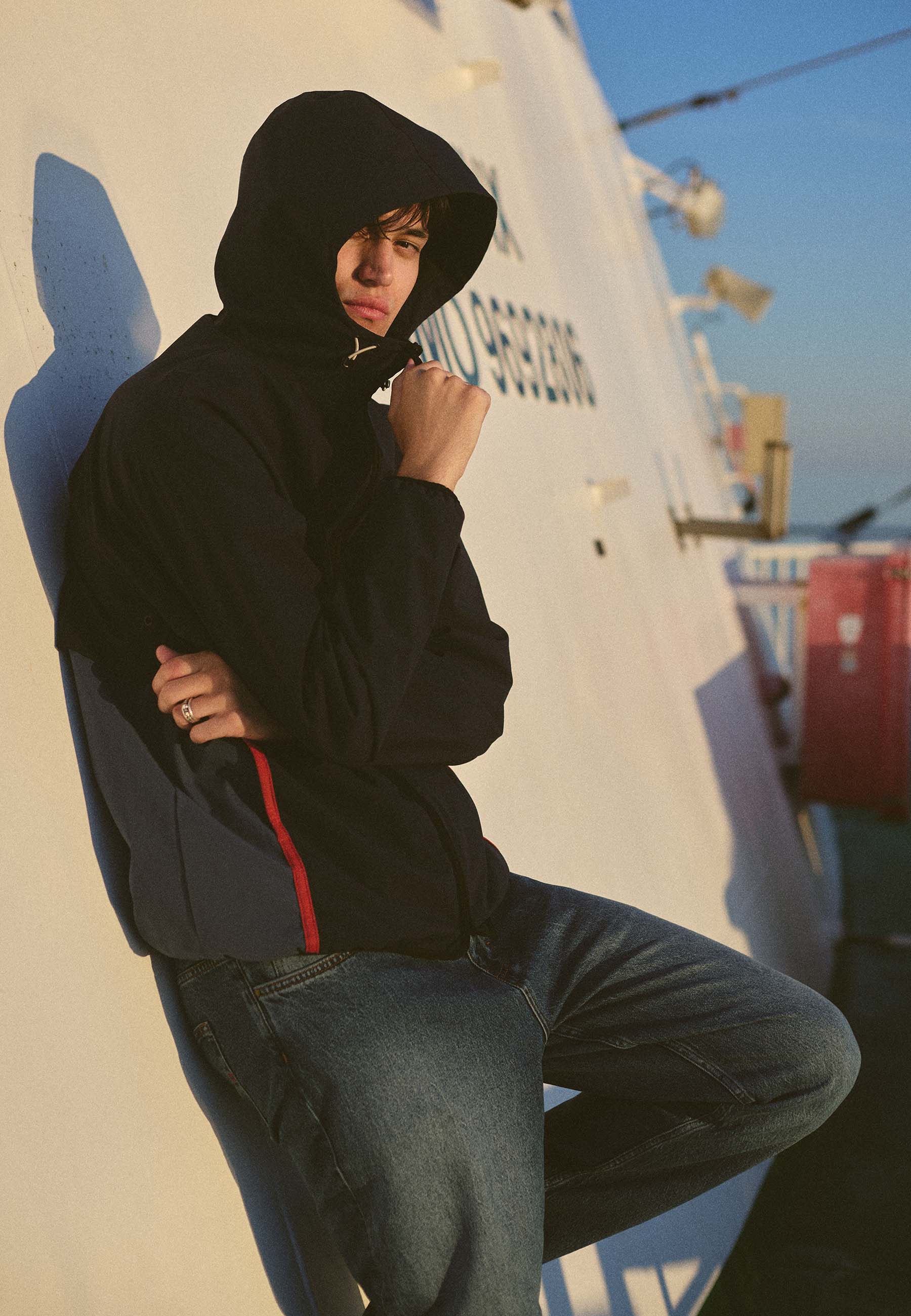 Revolution Hooded Track Jacket Lightweight Outerwear Navy