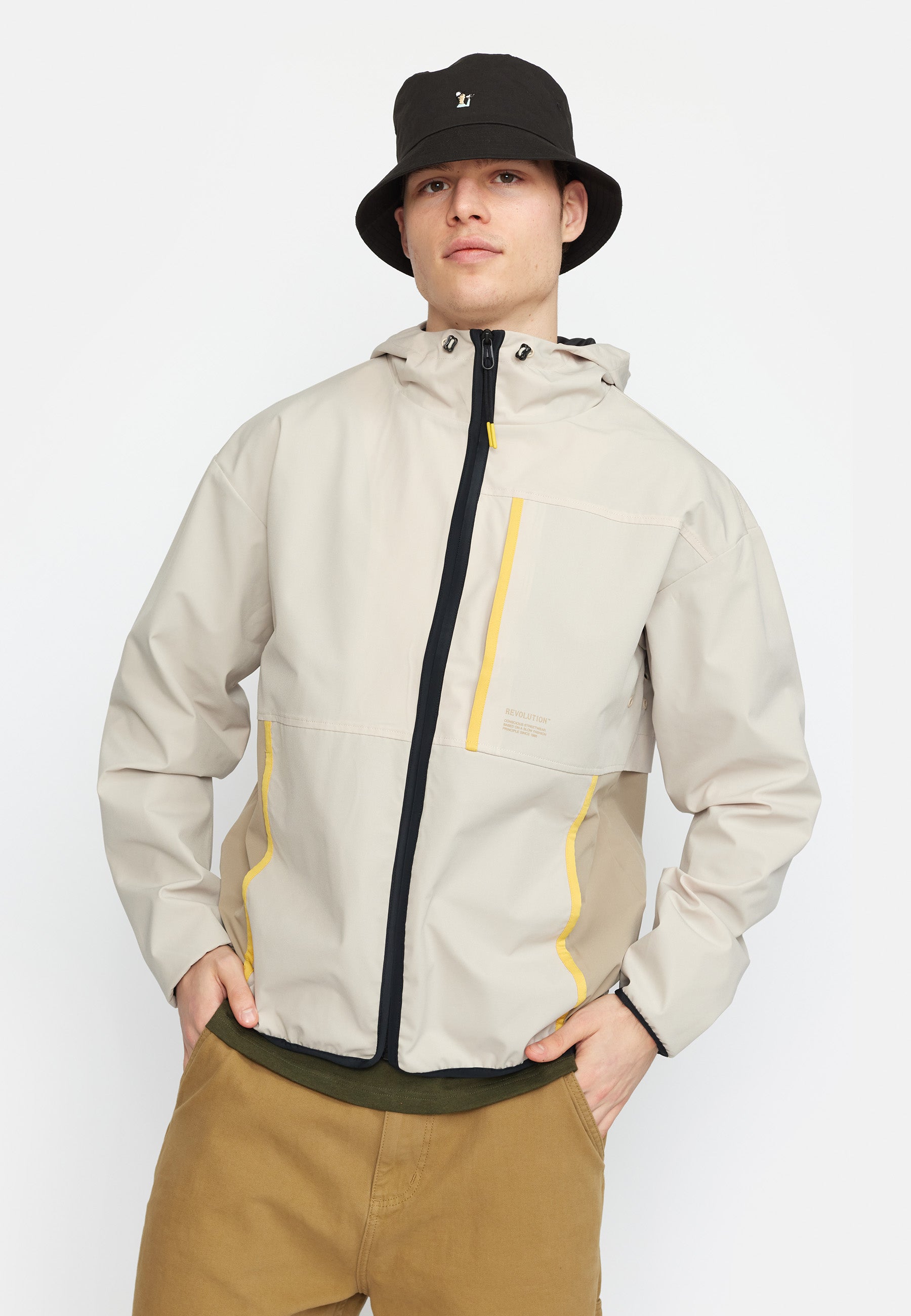 Revolution Hooded Track Jacket Lightweight Outerwear Offwhite