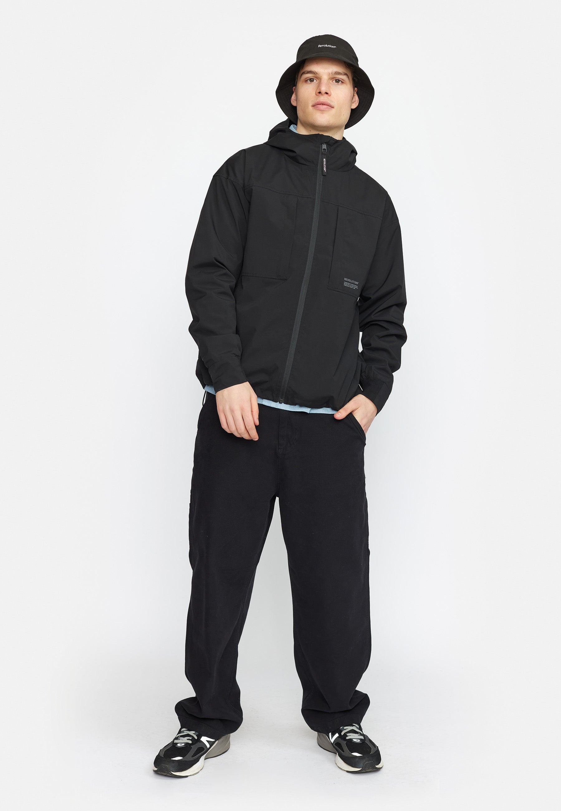 Revolution Hooded Windbreaker Lightweight Outerwear Black