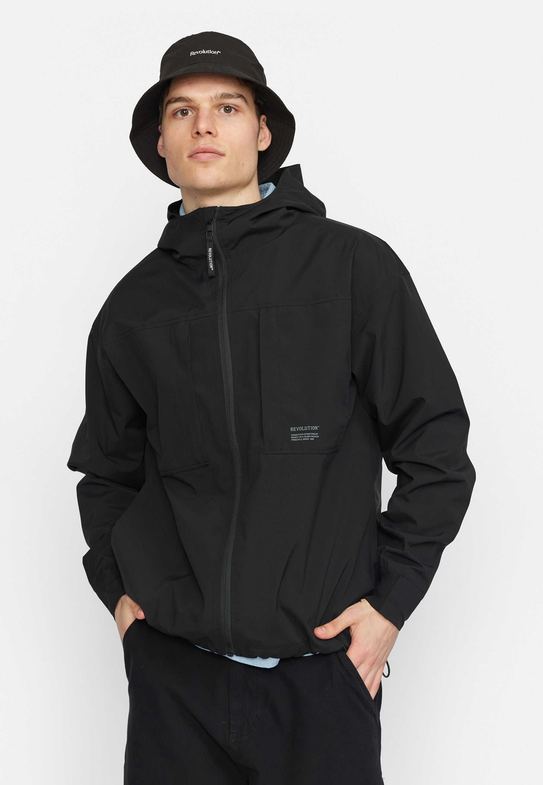 Revolution Hooded Windbreaker Lightweight Outerwear Black