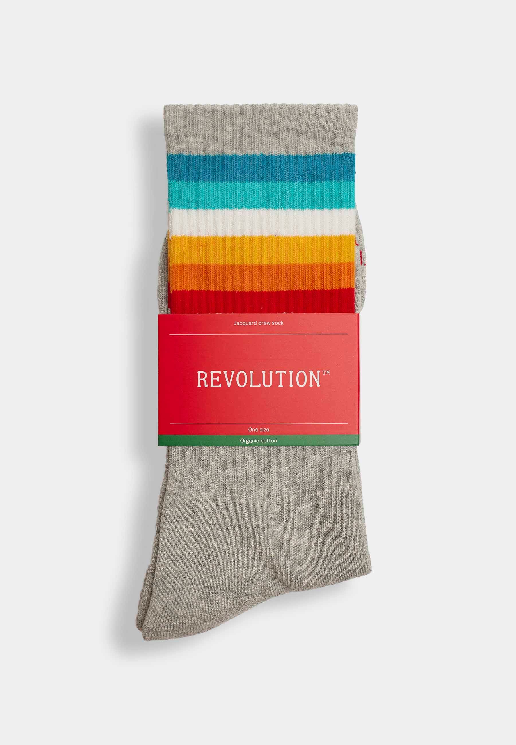 Revolution Jaquard Crew Sock Socks Grey-melange