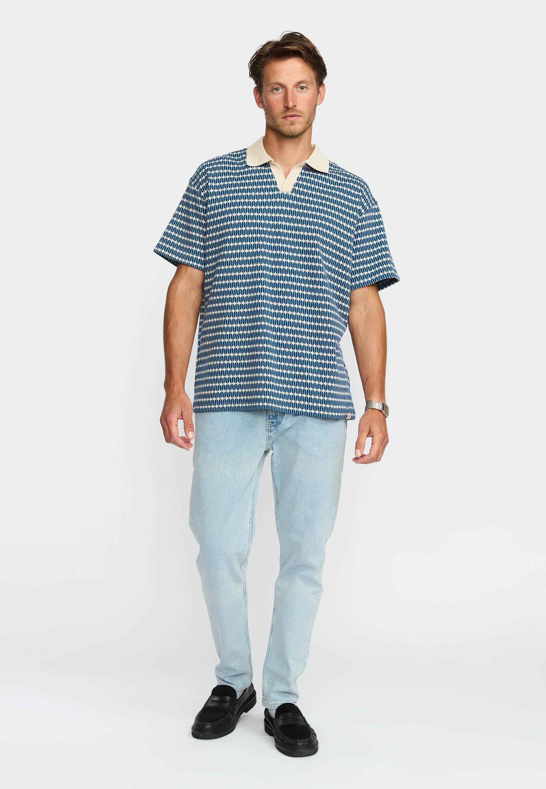 Revolution Jaquard Polo Shirt Short-sleeve shirts Navy