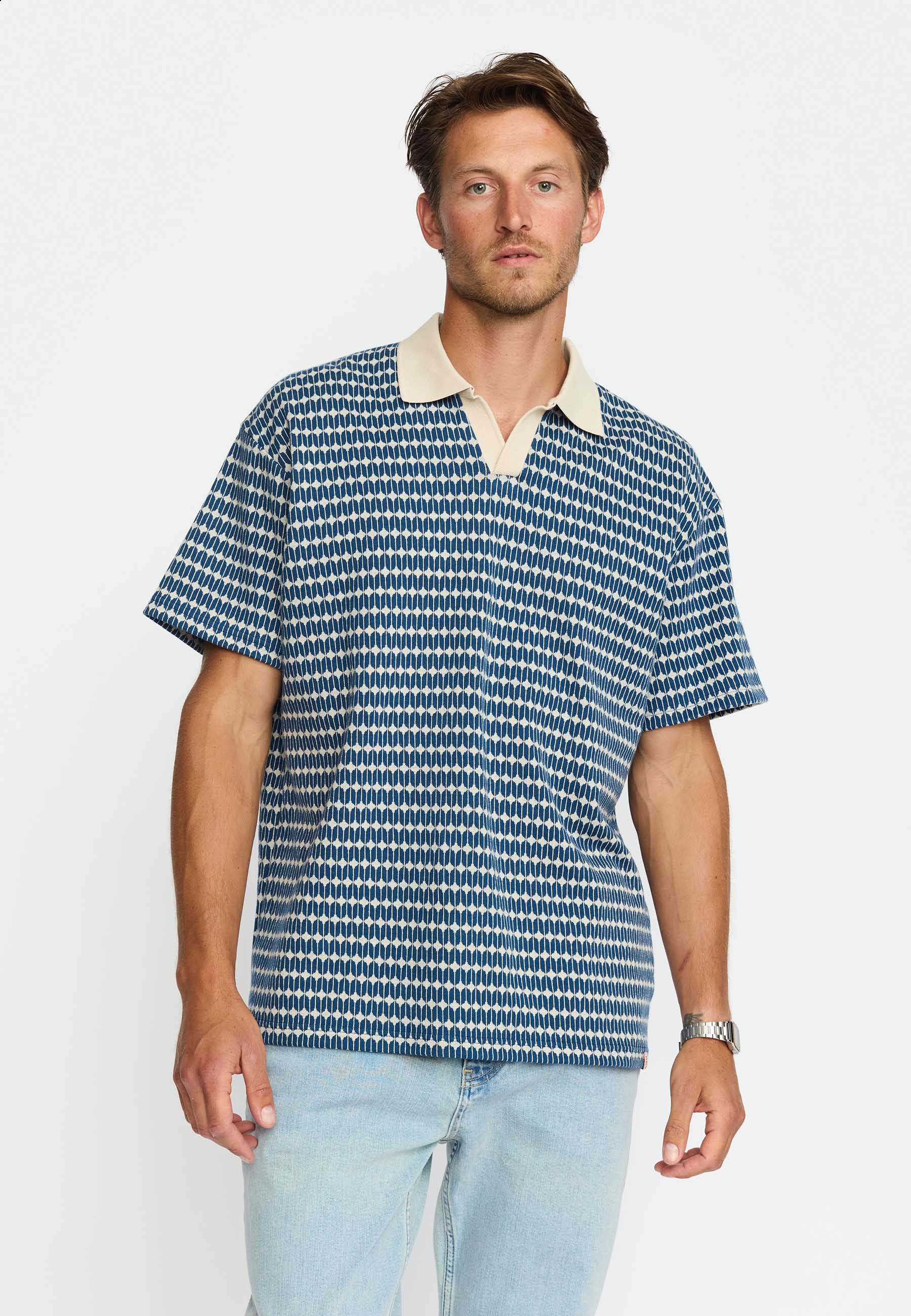 Revolution Jaquard Polo Shirt Short-sleeve shirts Navy