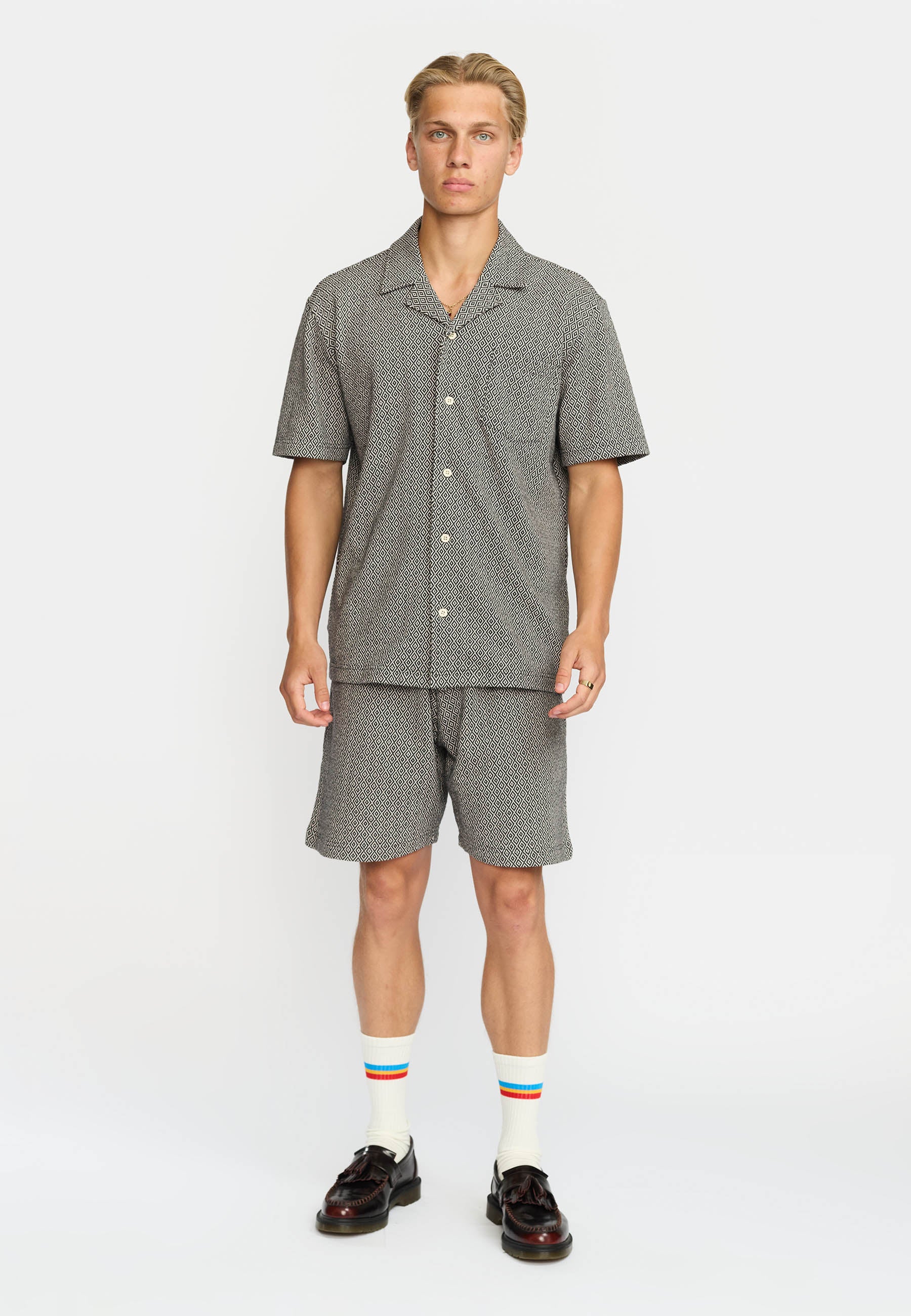 Revolution Jaquard Short-sleeved Cuban Shirt Short-sleeve shirts Black