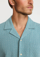 Revolution Jaquard Short-sleeved Cuban Shirt Short-sleeve shirts Dustblue
