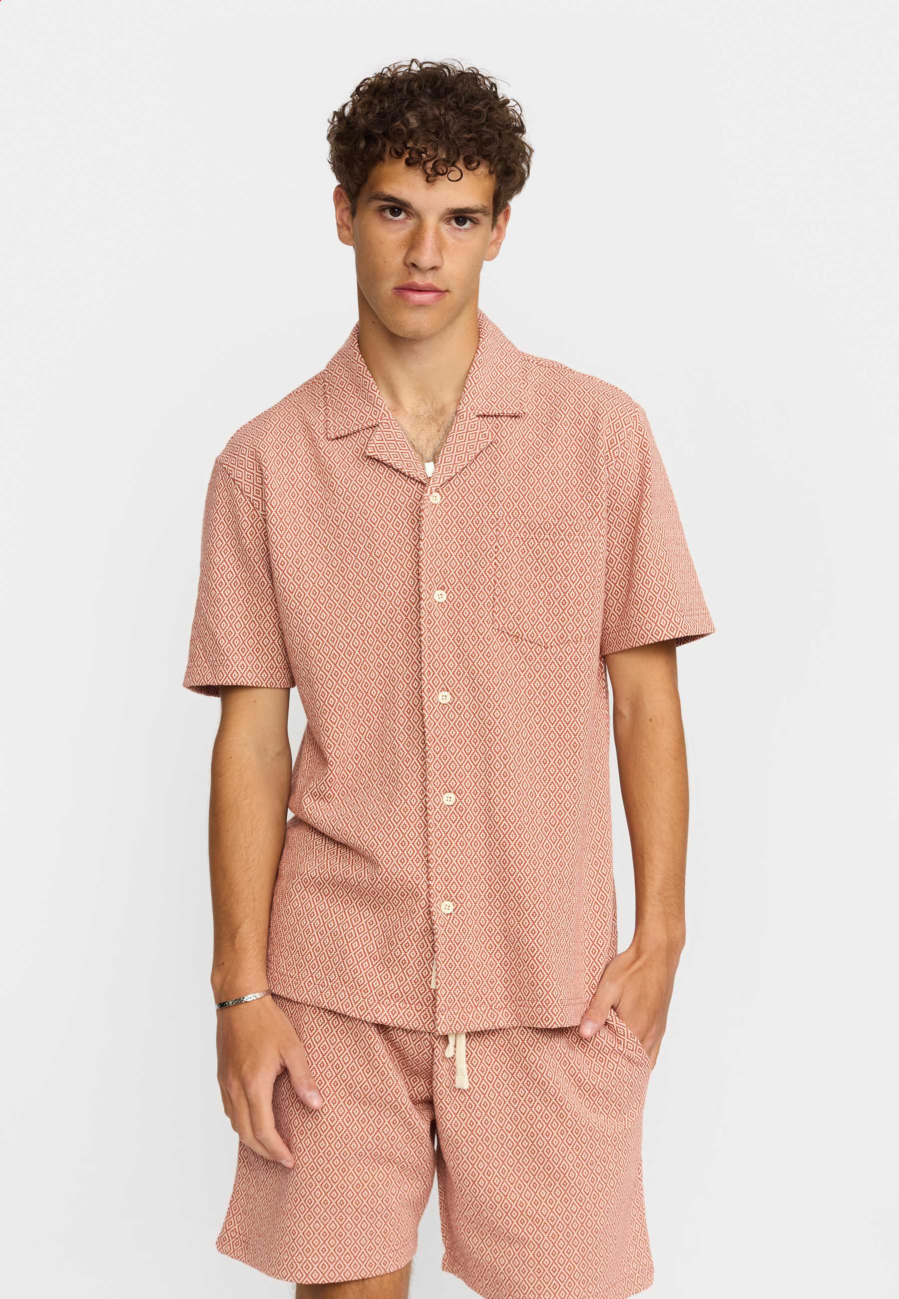 Revolution Jaquard Short-sleeved Cuban Shirt Short-sleeve shirts Orange