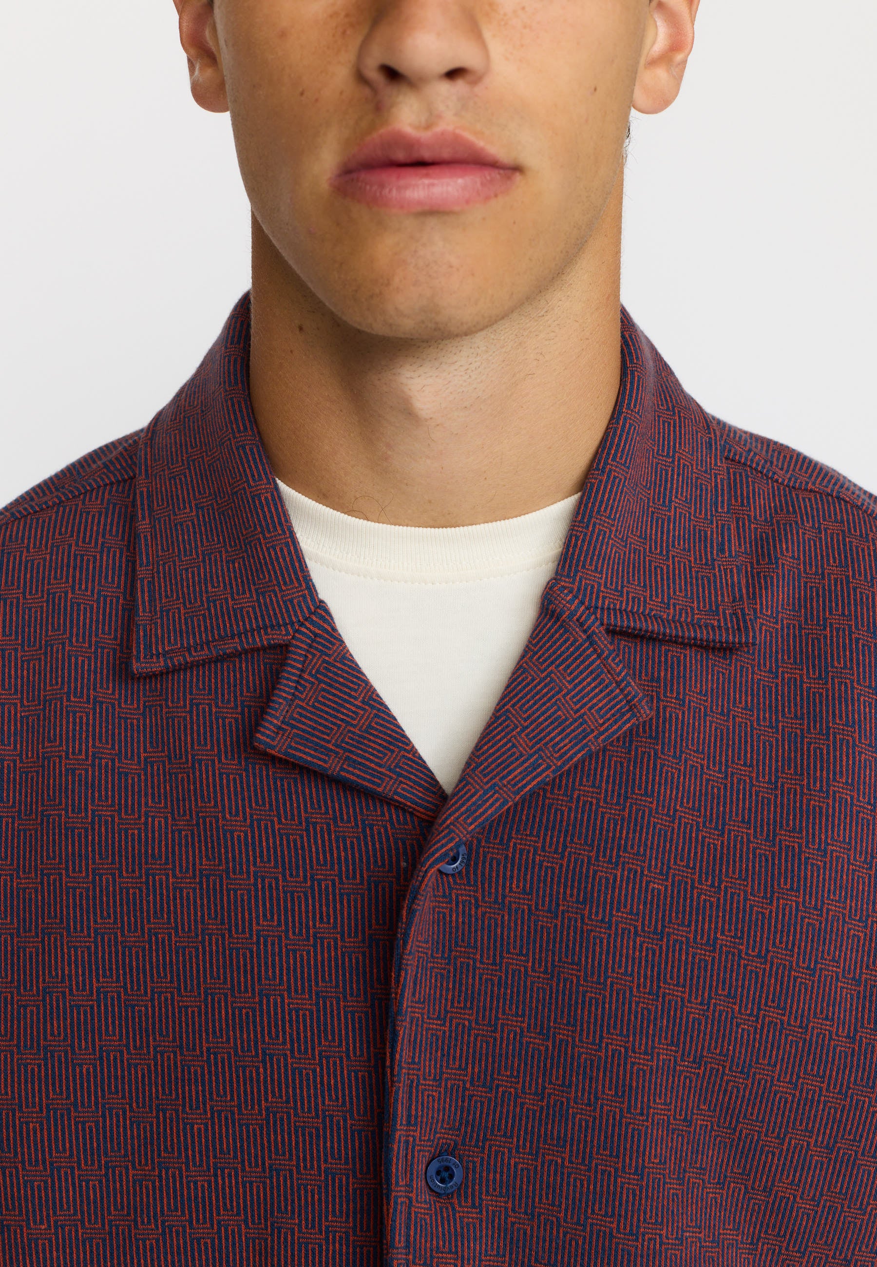 Revolution Jaquard Short-sleeved Cuban Shirt Short-sleeve shirts Navy