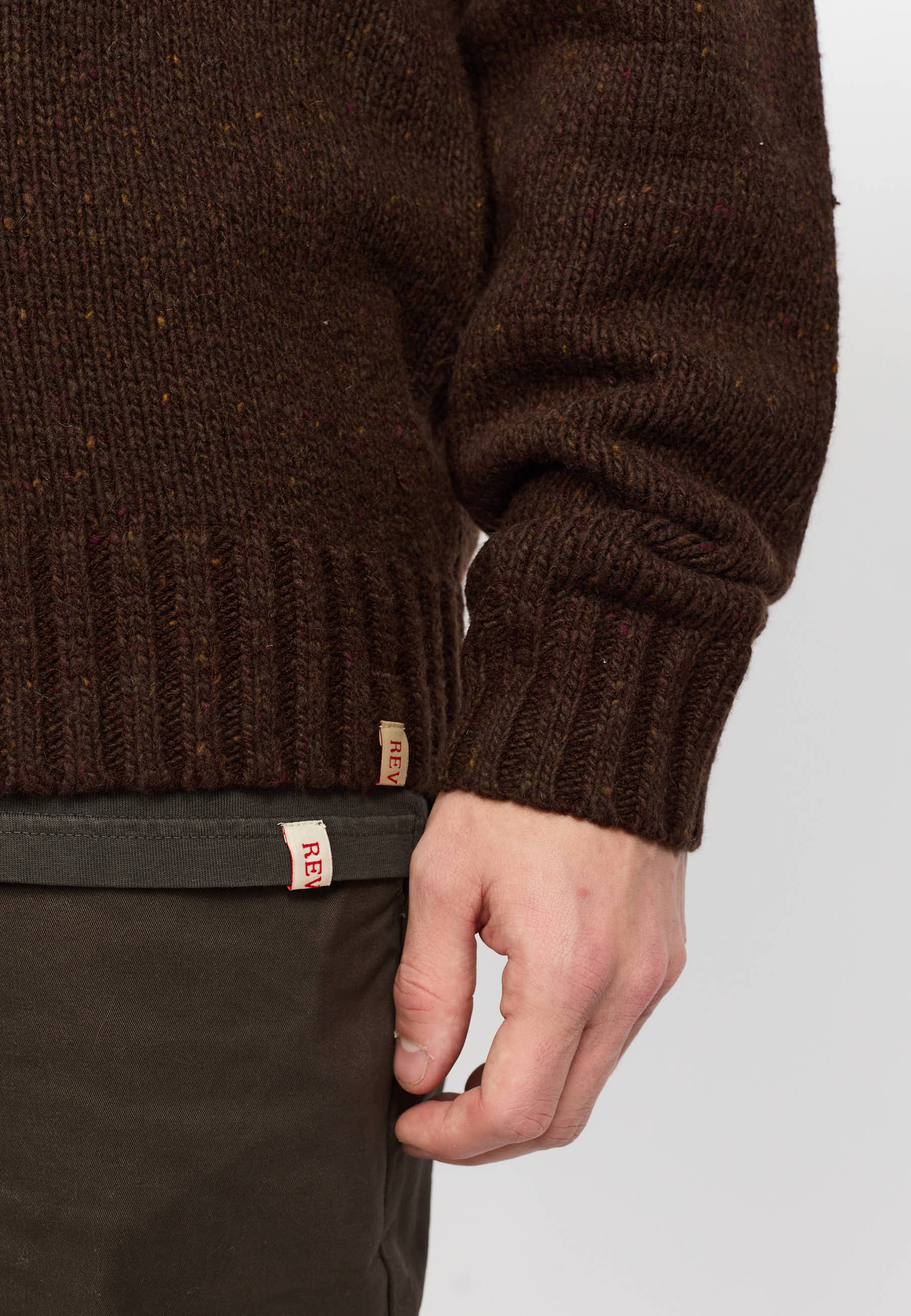 Revolution Knit Cardigan Knitwear Darkbrown