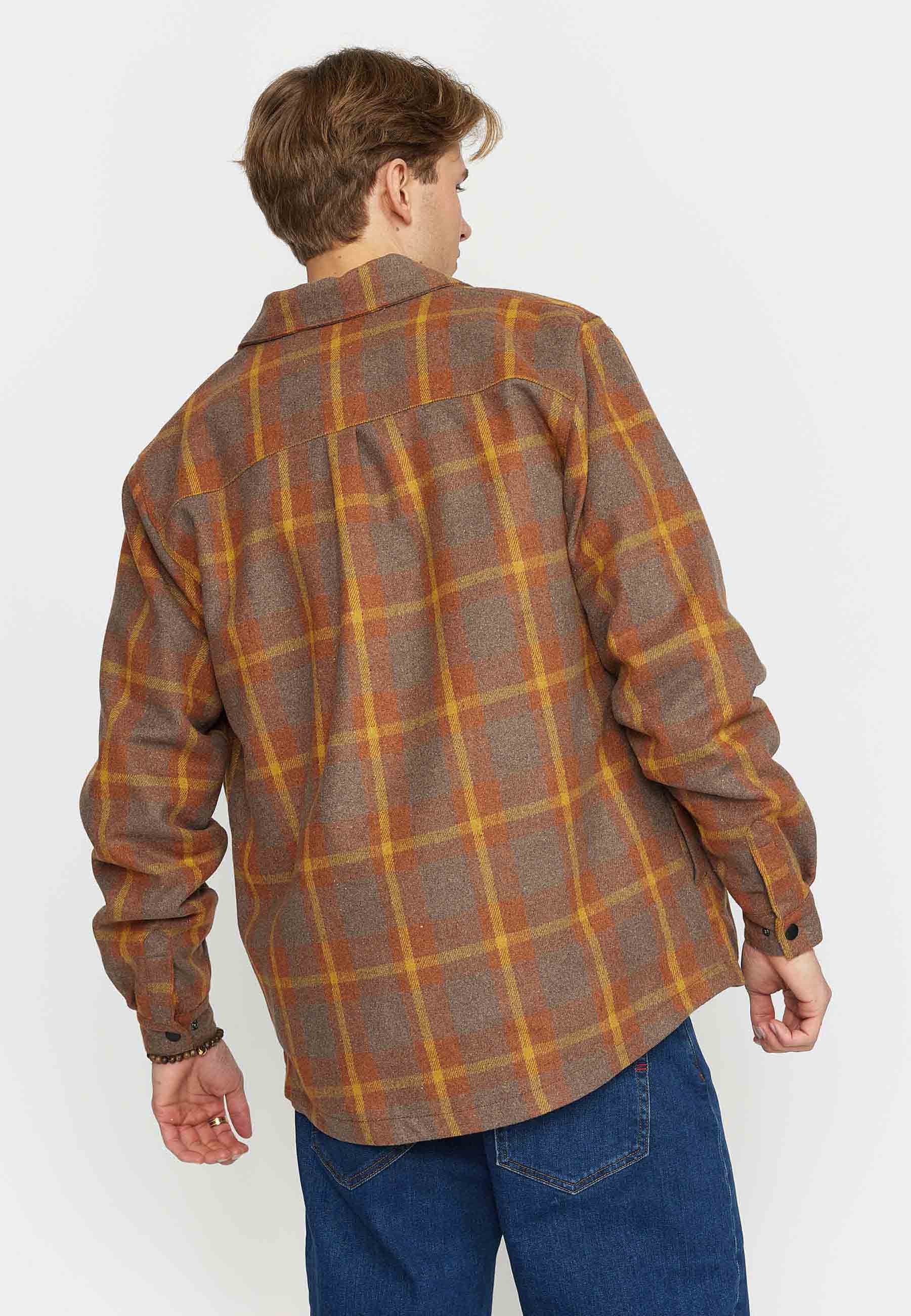 Revolution Lined Overshirt w Zipper Overshirts Brown