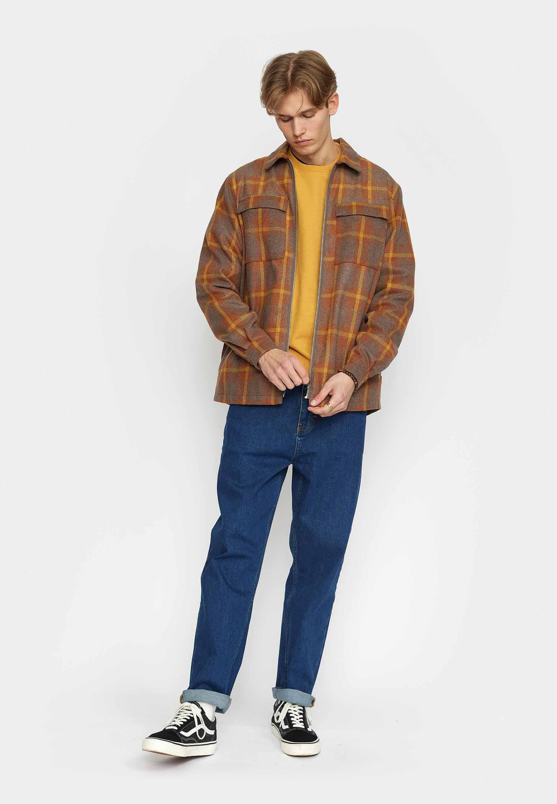 Revolution Lined Overshirt w Zipper Overshirts Brown