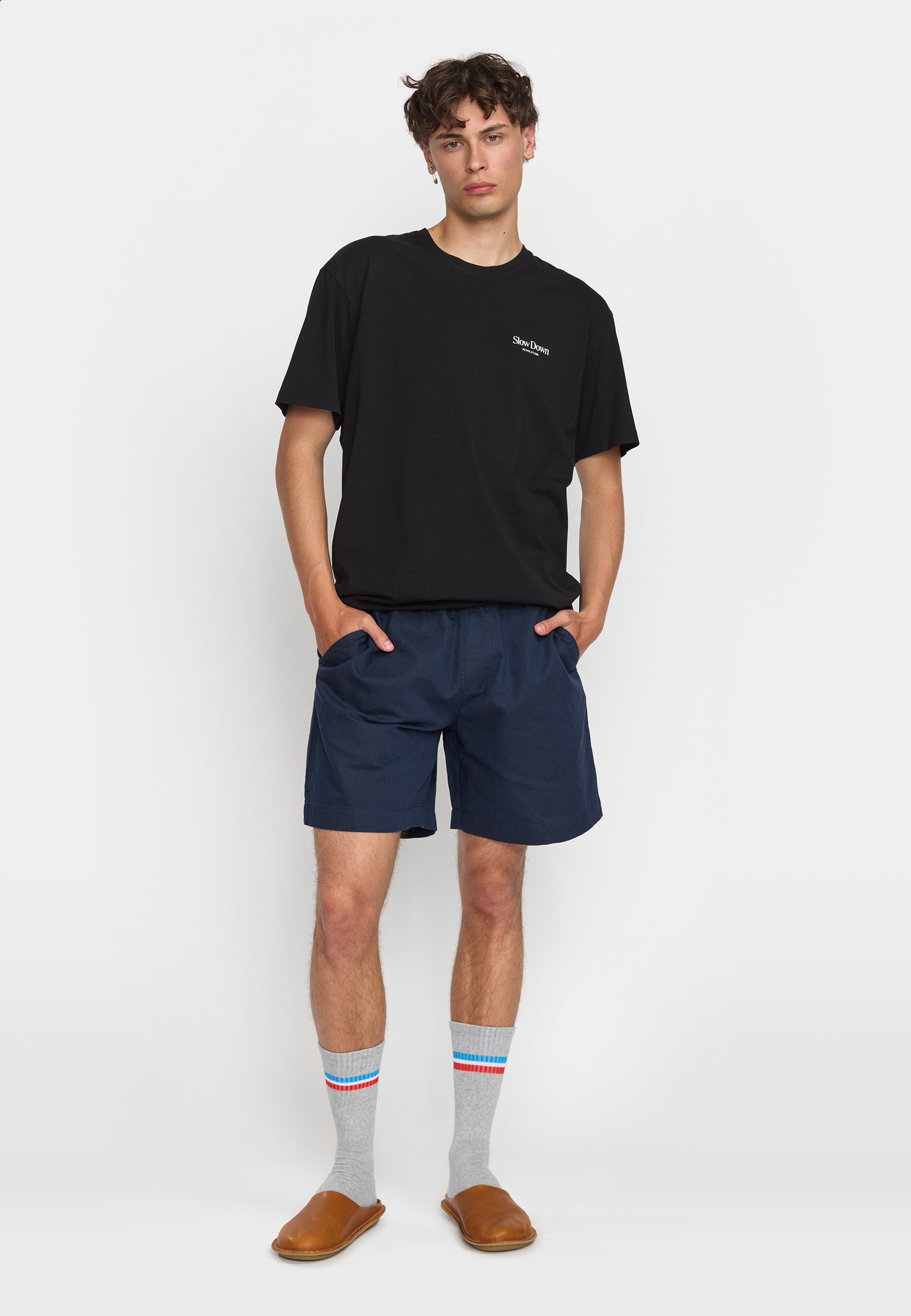Revolution Linen Shorts Shorts Navy