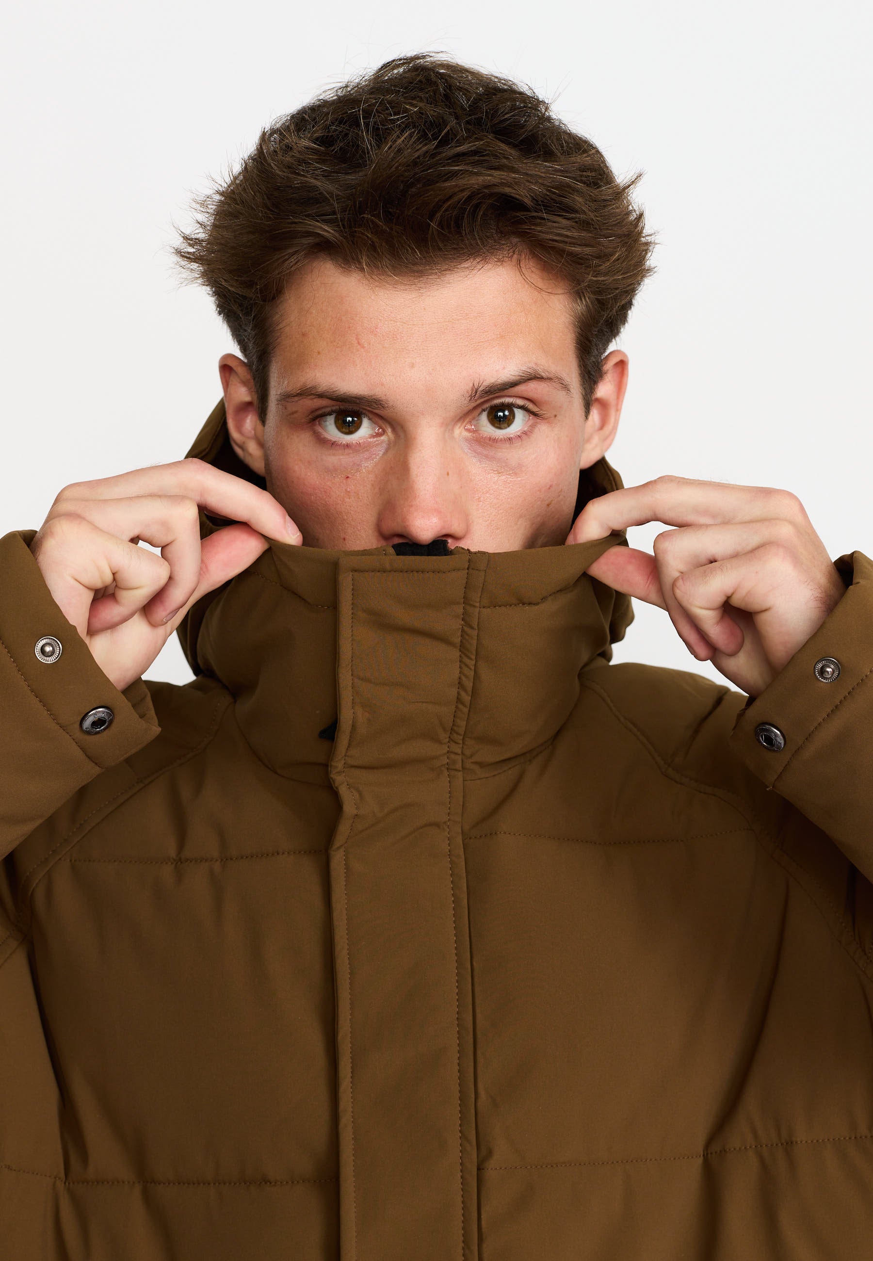 Revolution Long Puffer Jacket Winter Outerwear Brown