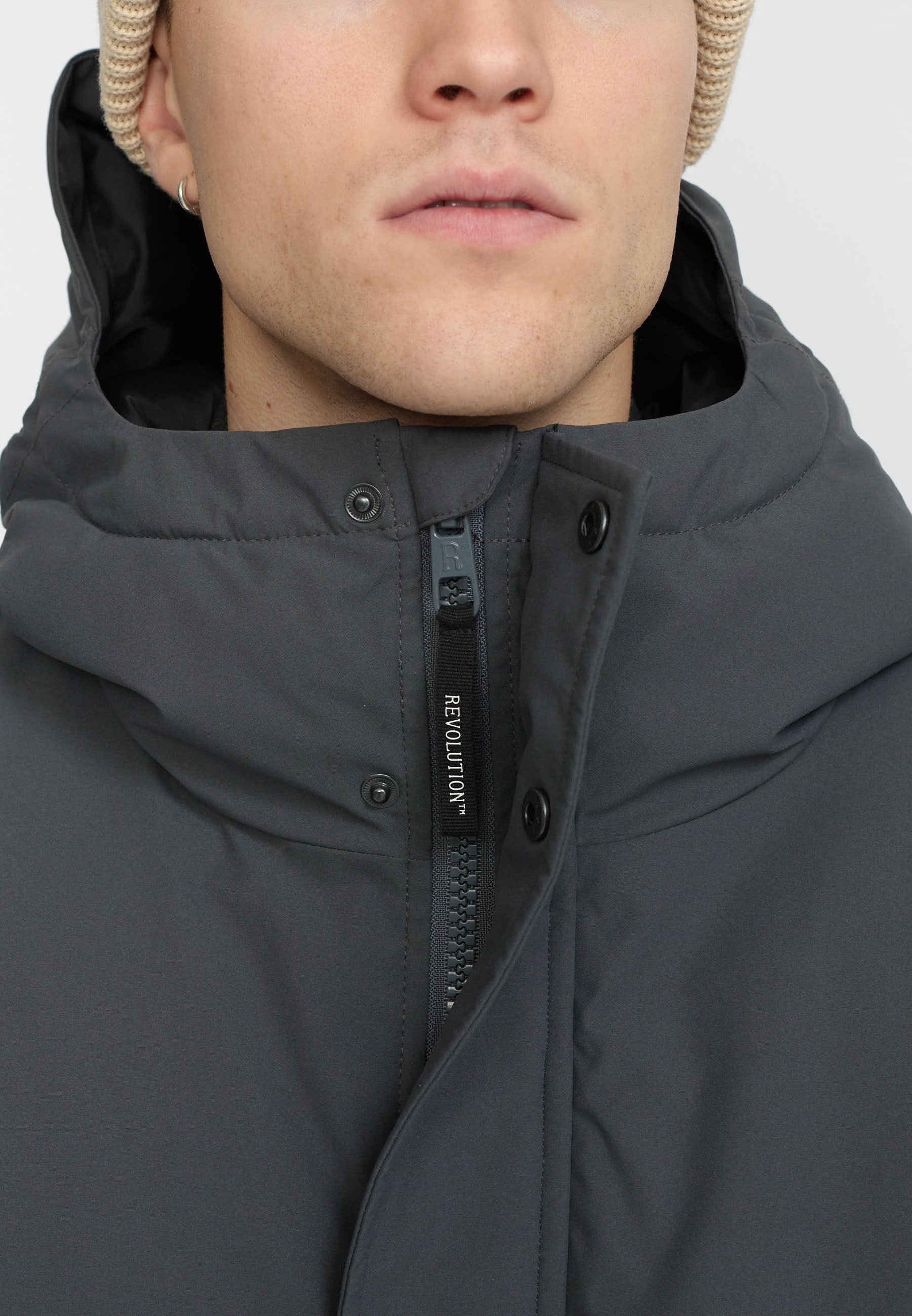 Revolution Long Puffer Jacket Winter Outerwear Darkgrey