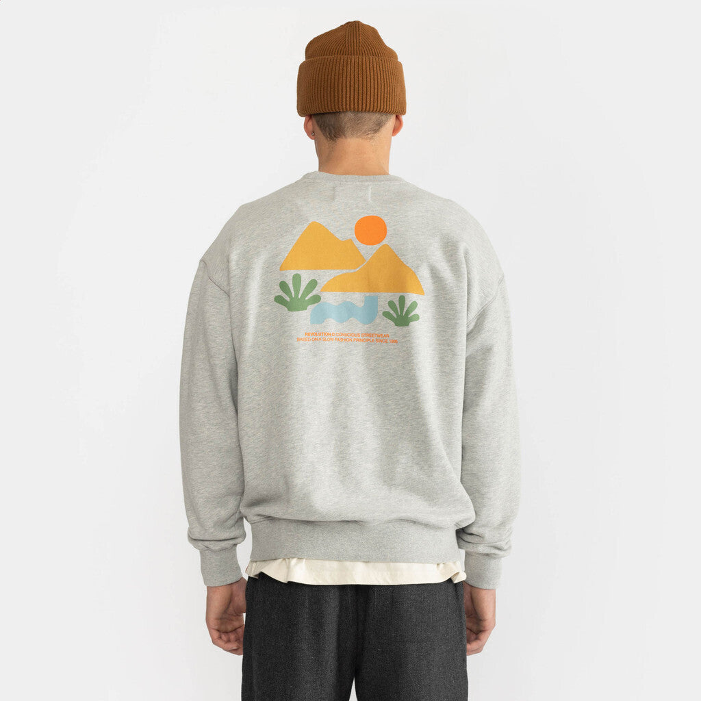 Revolution Loose Crewneck Sweatshirts Grey-melange