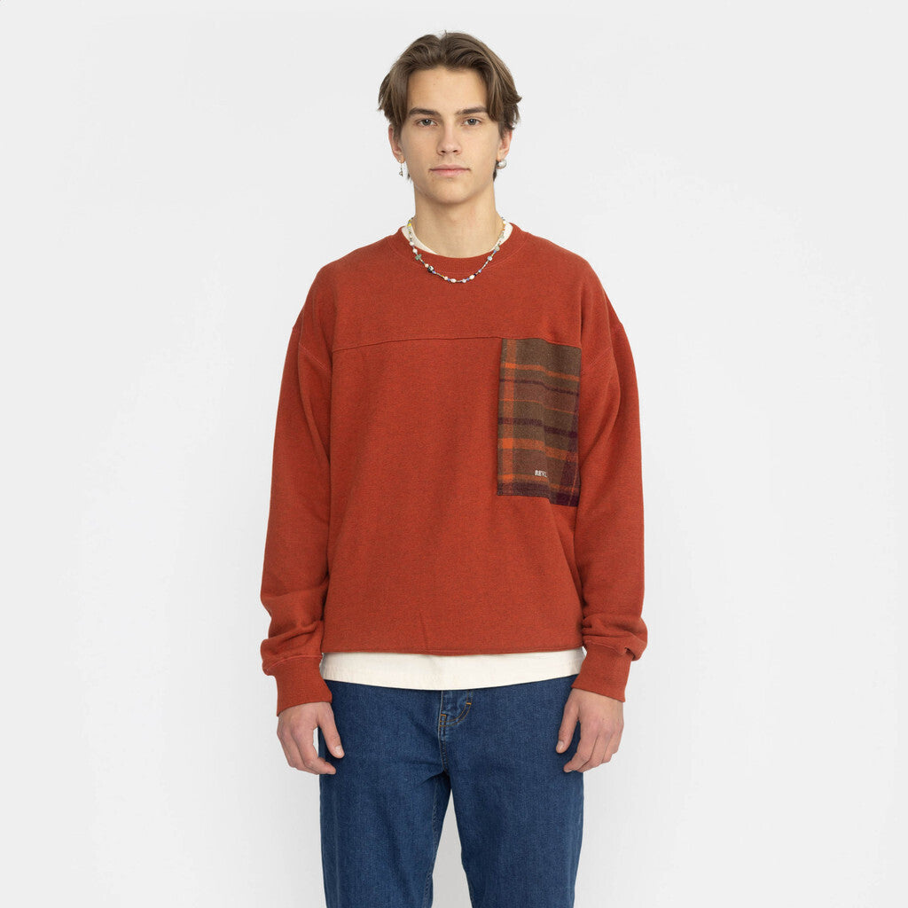 Revolution Loose Crewneck Sweatshirts Darkred-melange