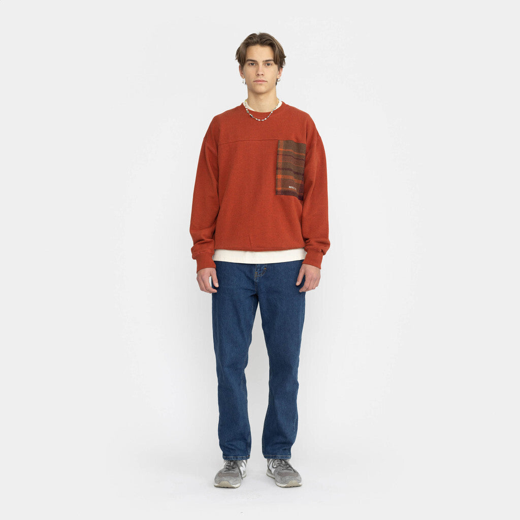 Revolution Loose Crewneck Sweatshirts Darkred-melange